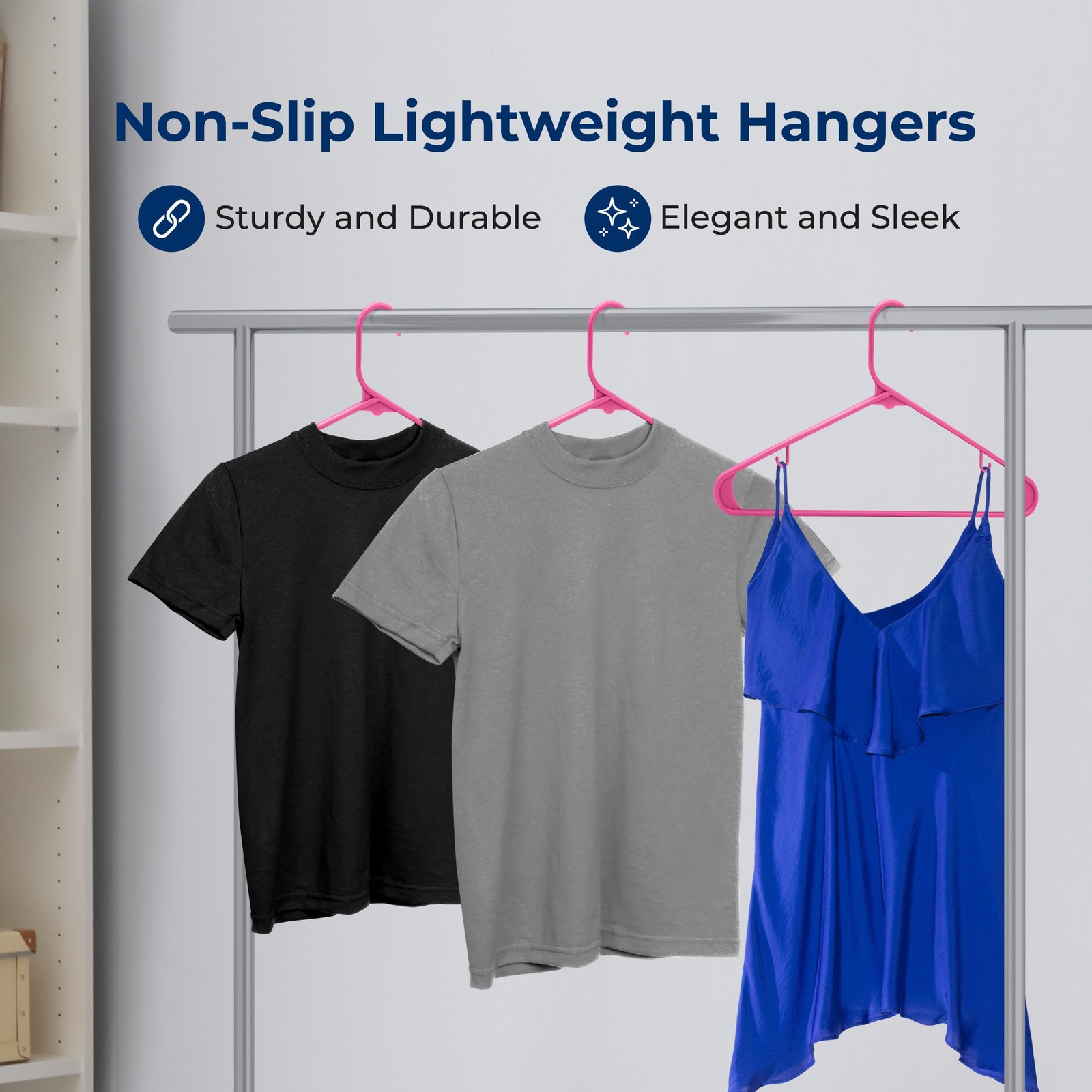 SereneLife 100 Pack Plastic Hangers (Pink)