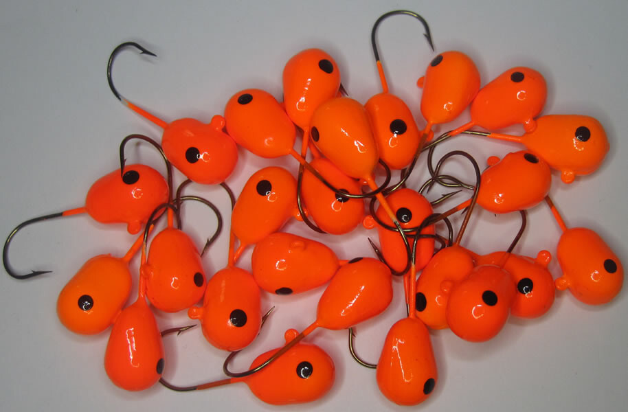 25 Large Orange Floating Jig Heads 4/0 Walleye baits and rigs