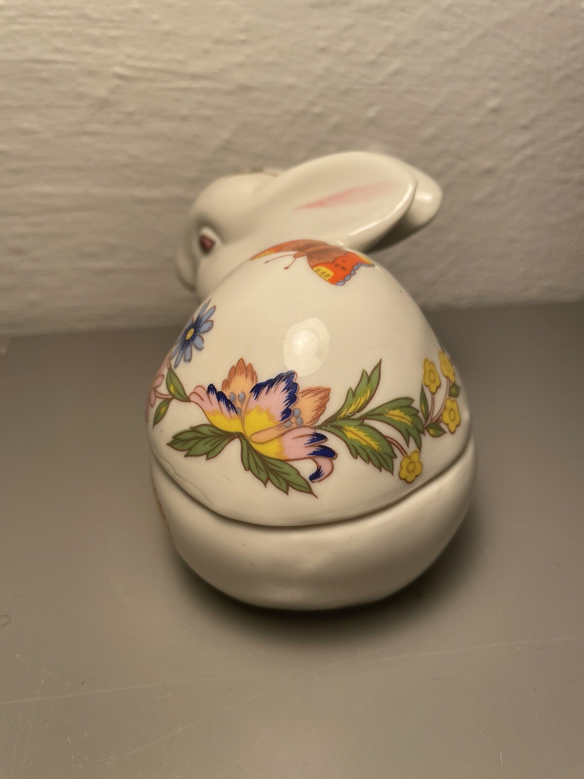 Trinket Box Rabbit Flowers Ceramic Easter Spring