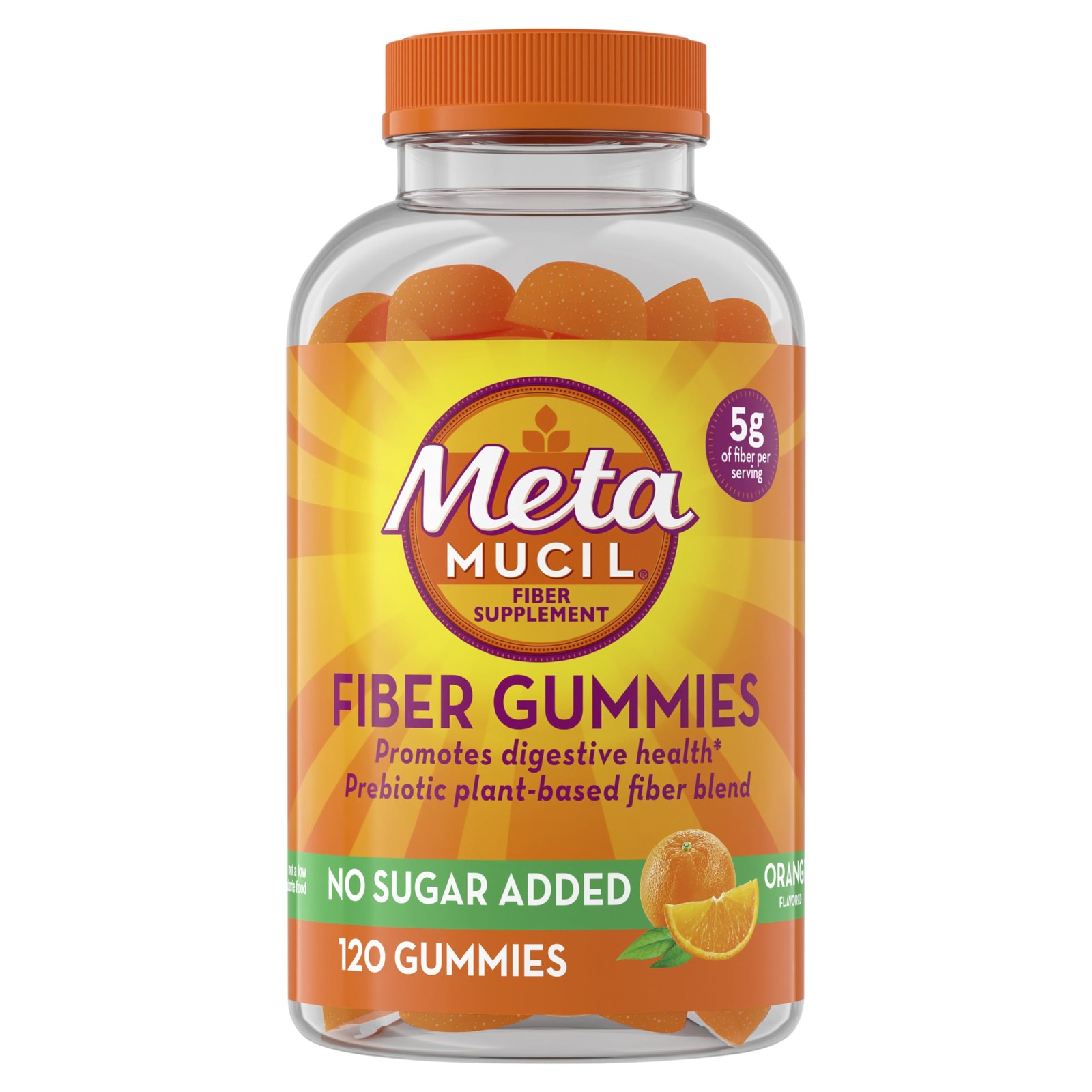 Metamucil Fiber Gummies for Adults, No Sugar Added 120 Count (Pack of 1)