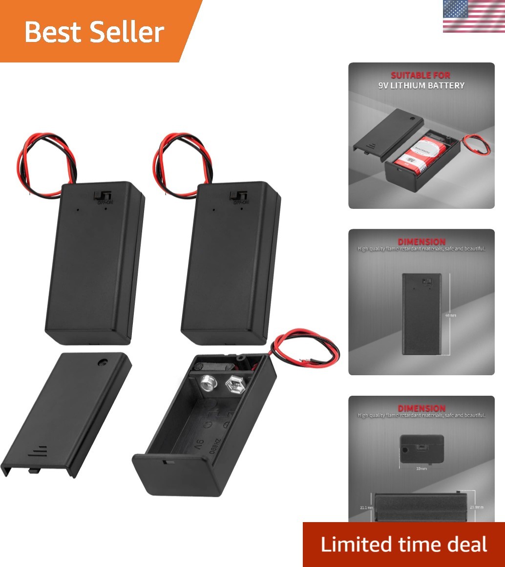 3-Pack 9V Battery Holder with ON/OFF Switch for Easy Electronics Projects