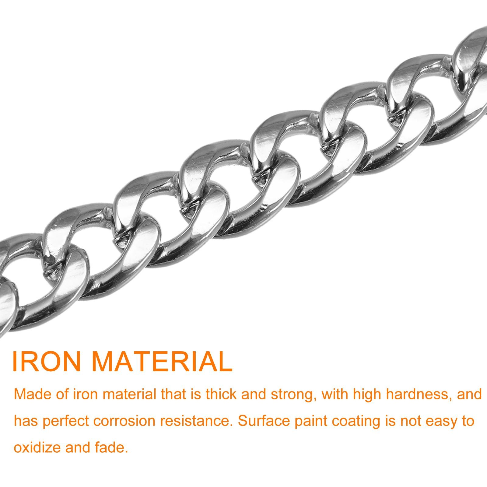 Iron Flat Chain Strap 24" Handbag Chains Purse Straps DIY Replacement Silver