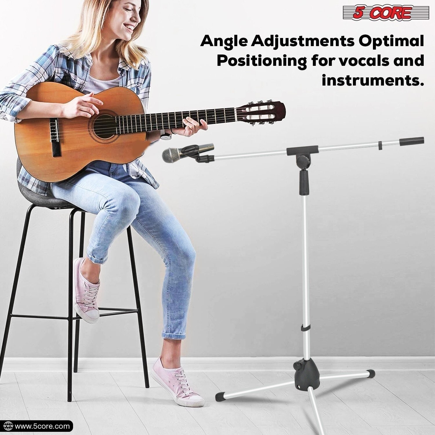 5Core Tripod Mic Stand 4Pcs Adjustable Holder Floor Microphone Boom Arm