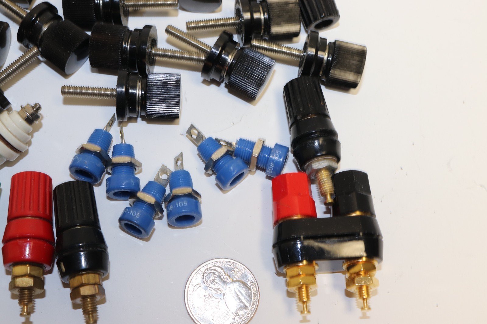 HUGE LOT OF STAND OFF POSTS - MOSTLY EBY (BLACK) - AS PICTURED