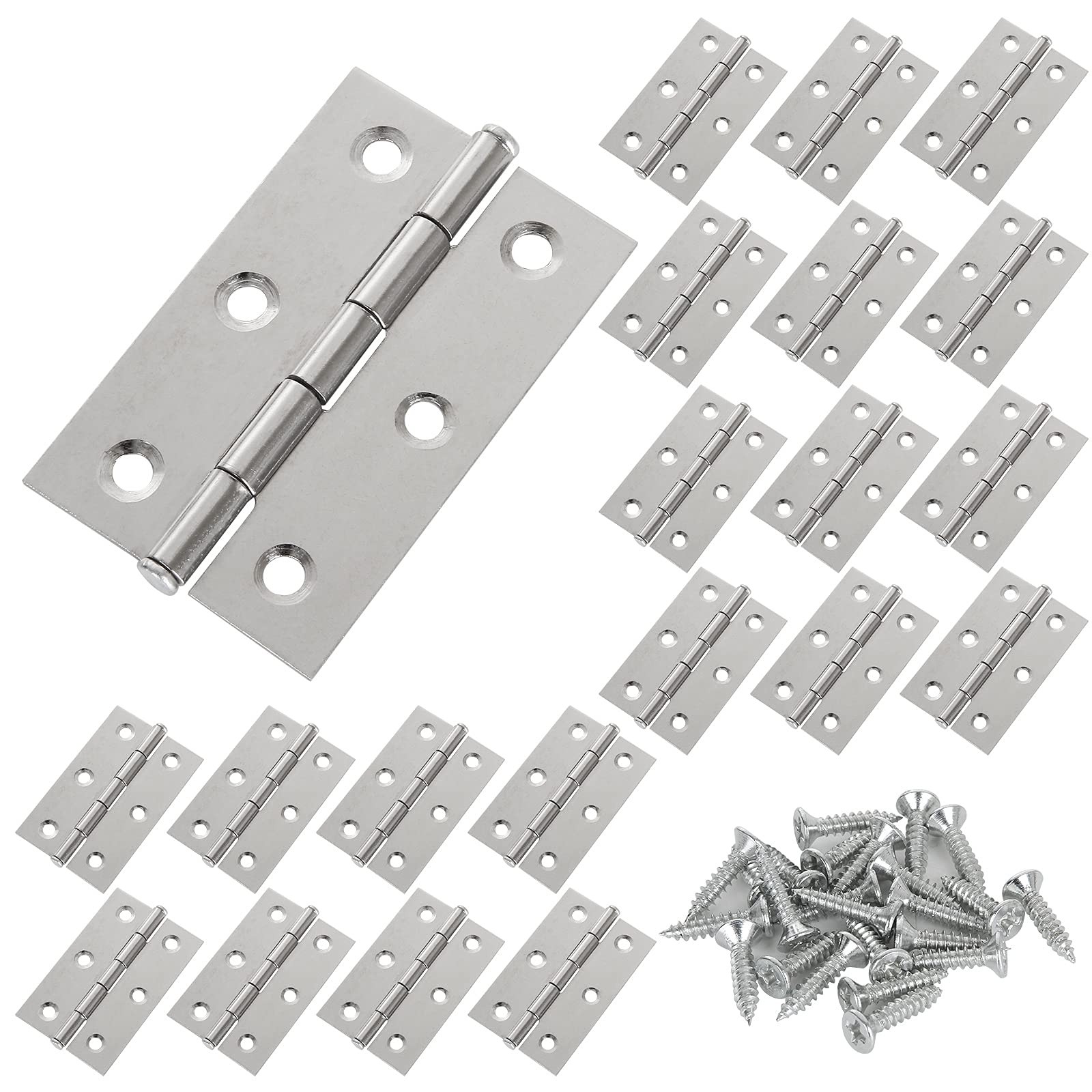 Stainless Steel Folding Butt Hinges 30 PCS 2.75x1.7 Inch with Screws