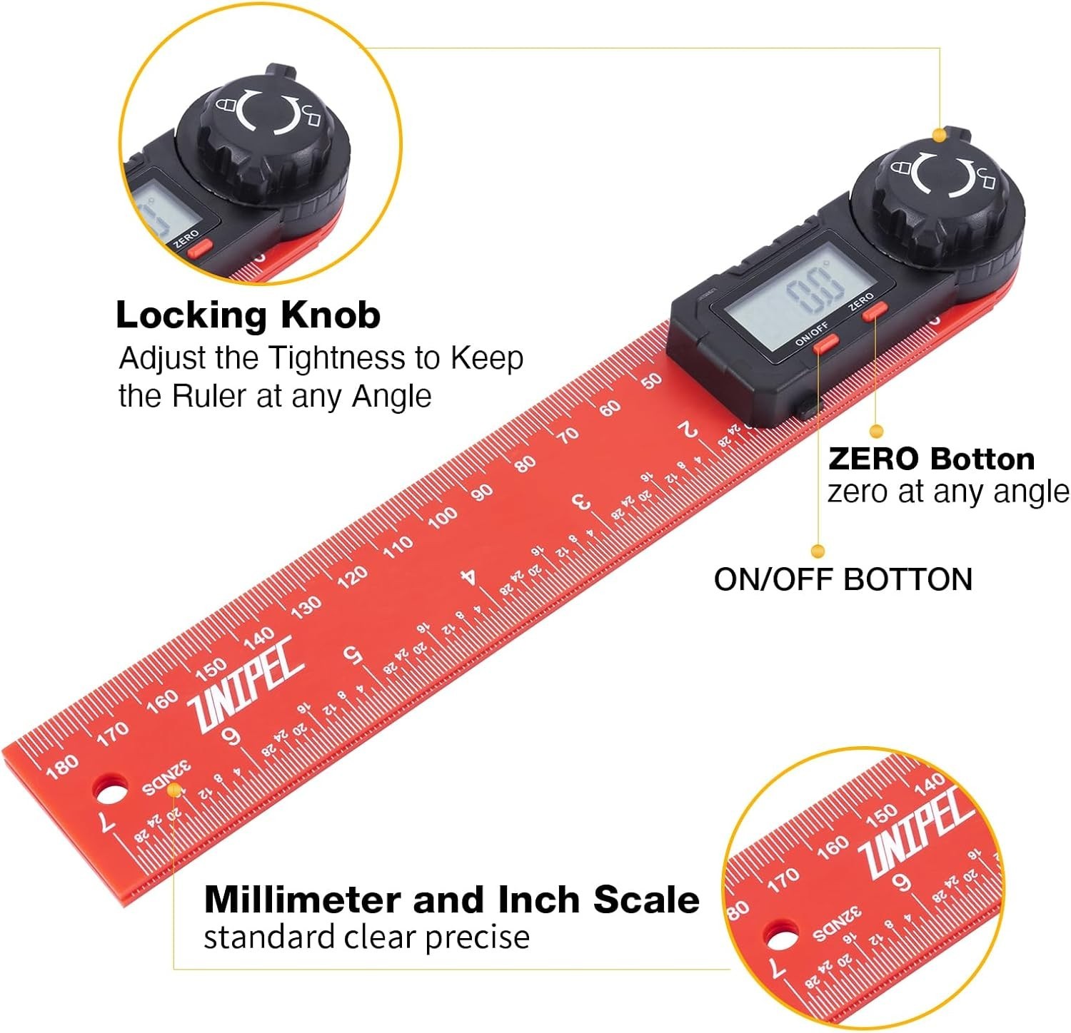 Digital Angle Finder Protractor 7" / 200 mm Angle Measuring Tool w/ LCD Display