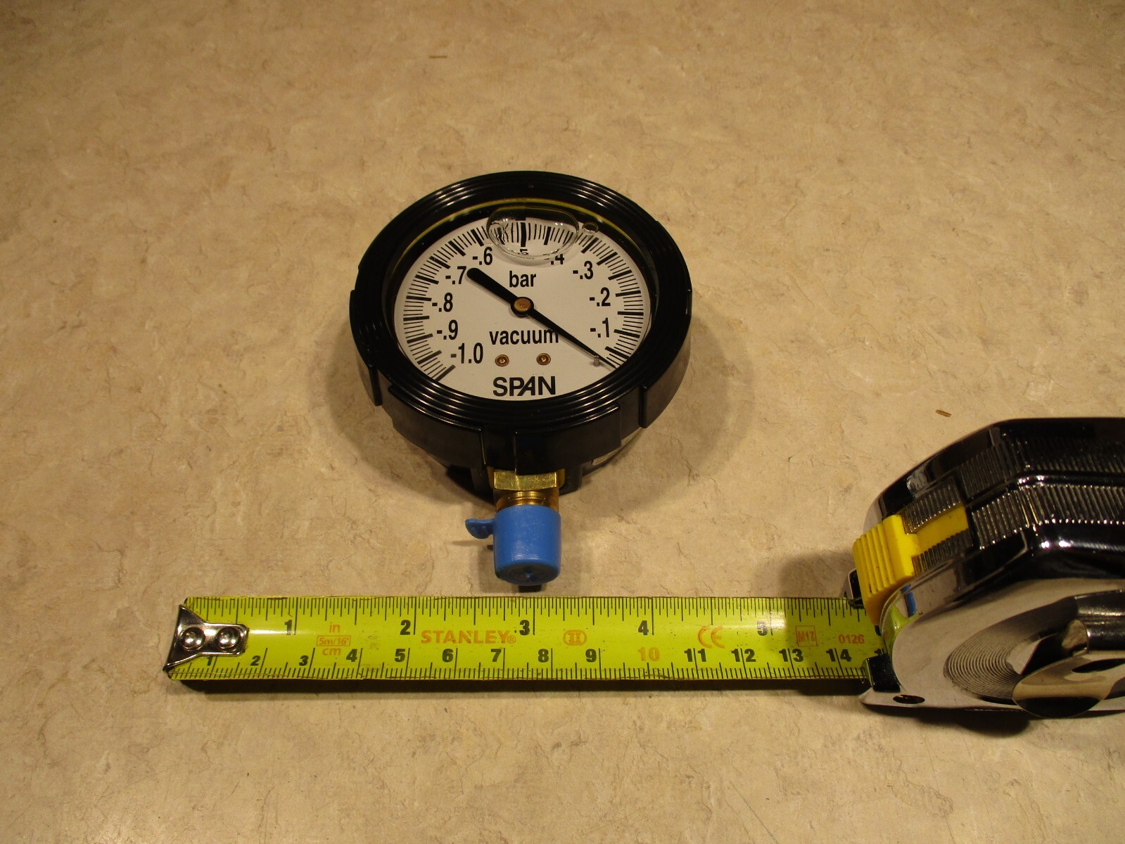 SPAN ,-1-0 BAR VACUUM GAGE LIQUID FILLED 2-1/2", S0998