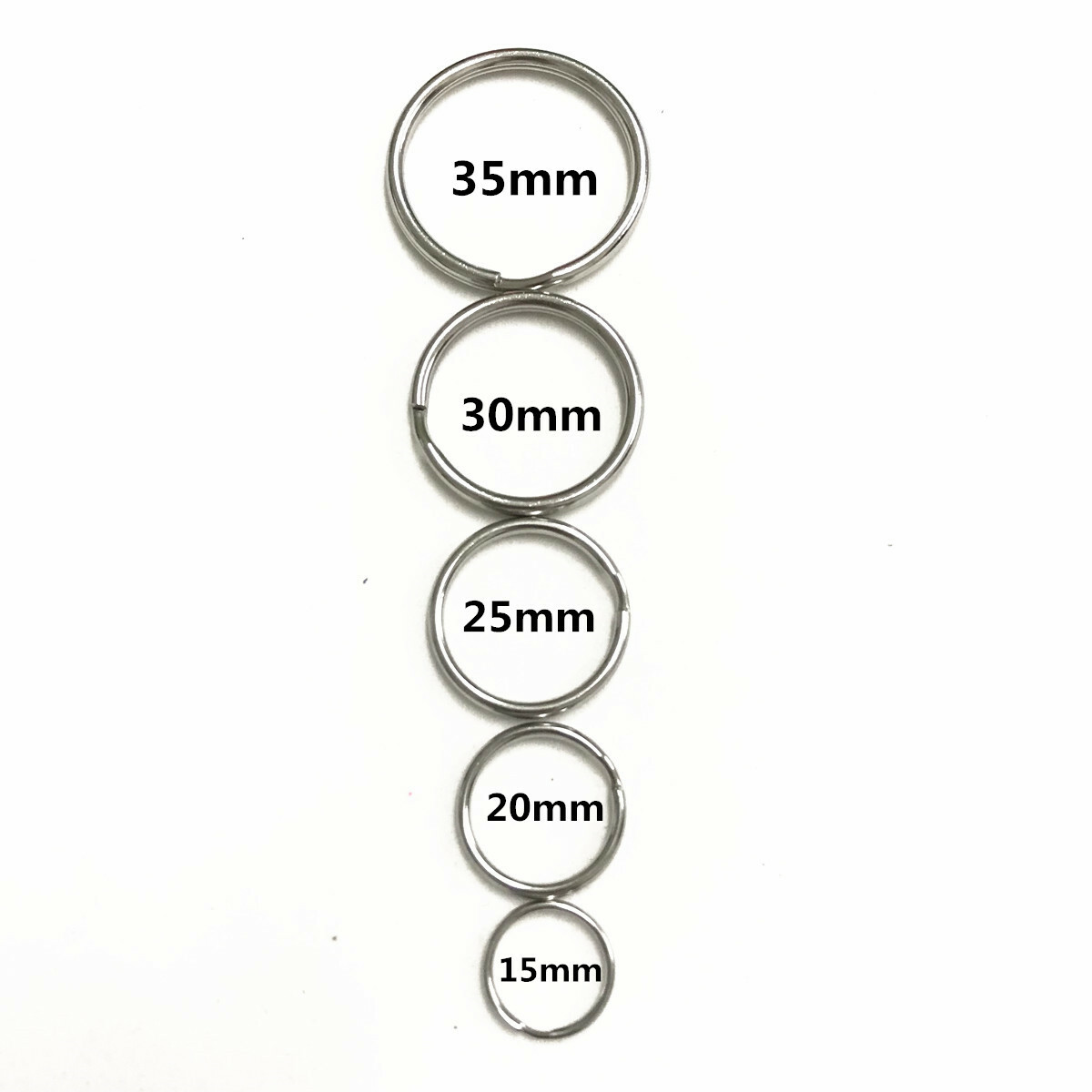 Stainless Steel Key Ring Split Rings Solid Round Wire Keyring Key chain 15-35mm