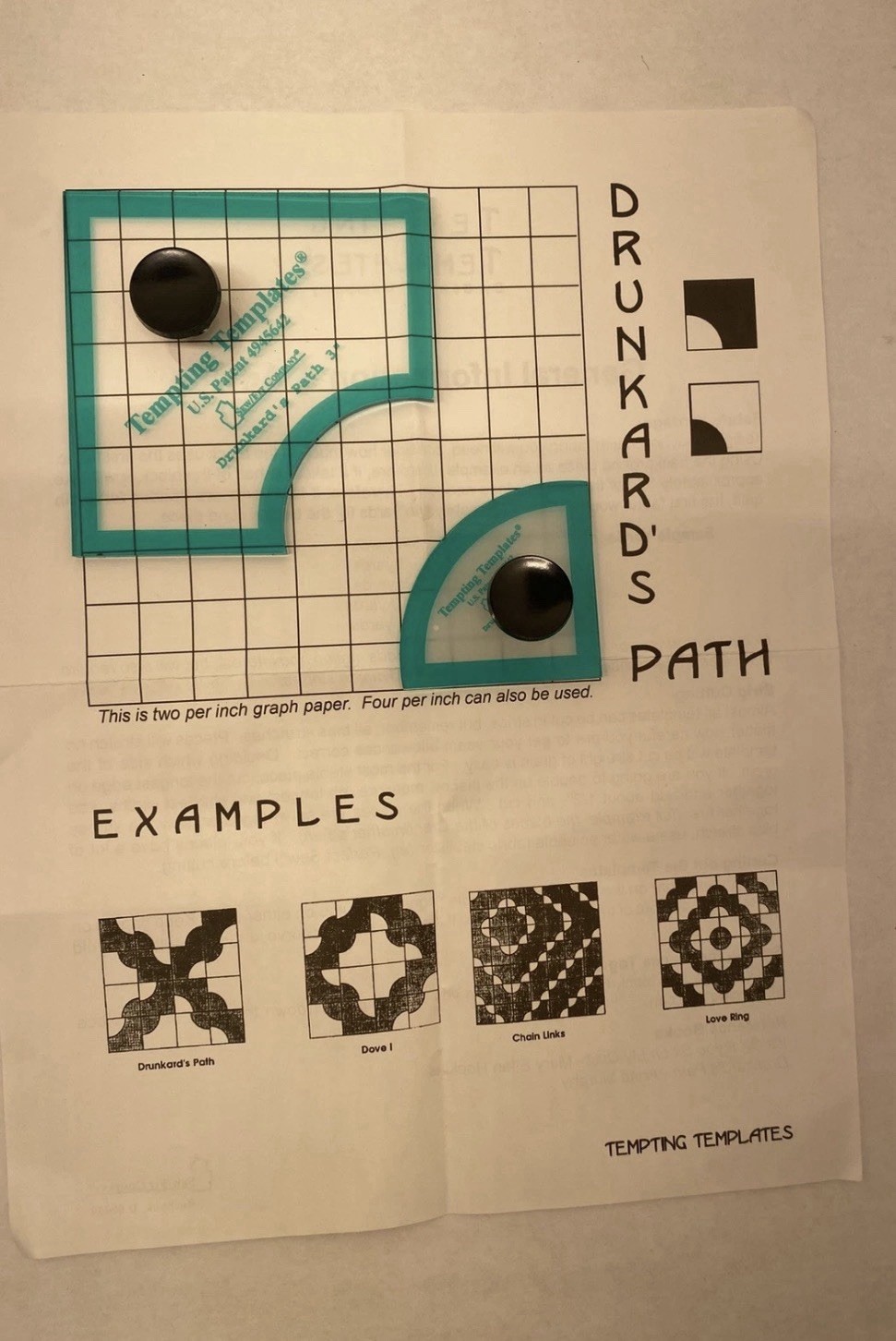 Sew / Fit Tempting Templates Quilting Drunkards Path Stencil Guide 3” 2pc Set