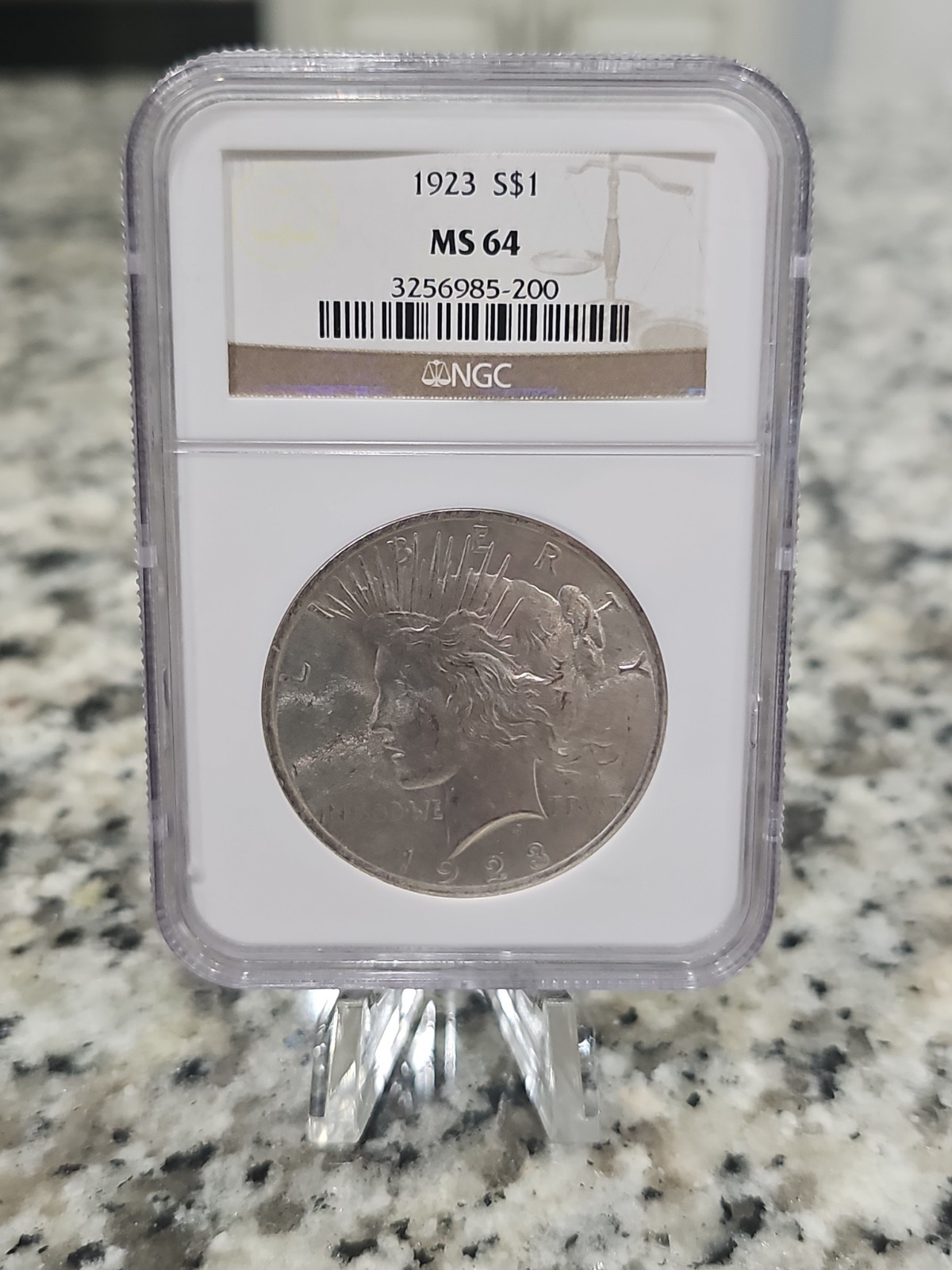 1923 Peace Dollar NGC MS64 Mint State 90% Silver Graded Slabbed American Coin