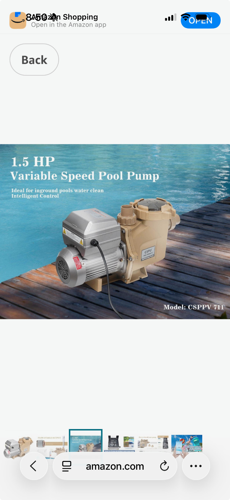CIPU 1.5HP Variable Speed Pool Replacement Pump 230V Filter System 6420 GPH