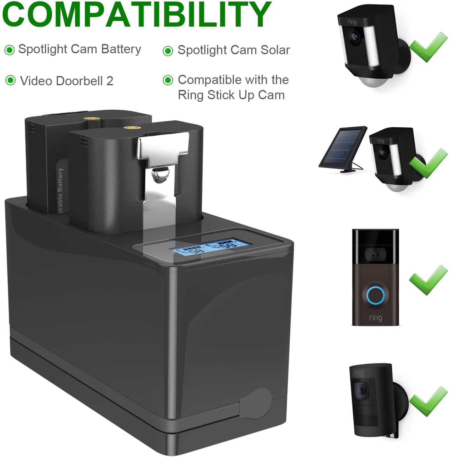 Rechargeable Ring Battery for Video Doorbell Camera 2/3/4 Spotlight Camera 3.65V