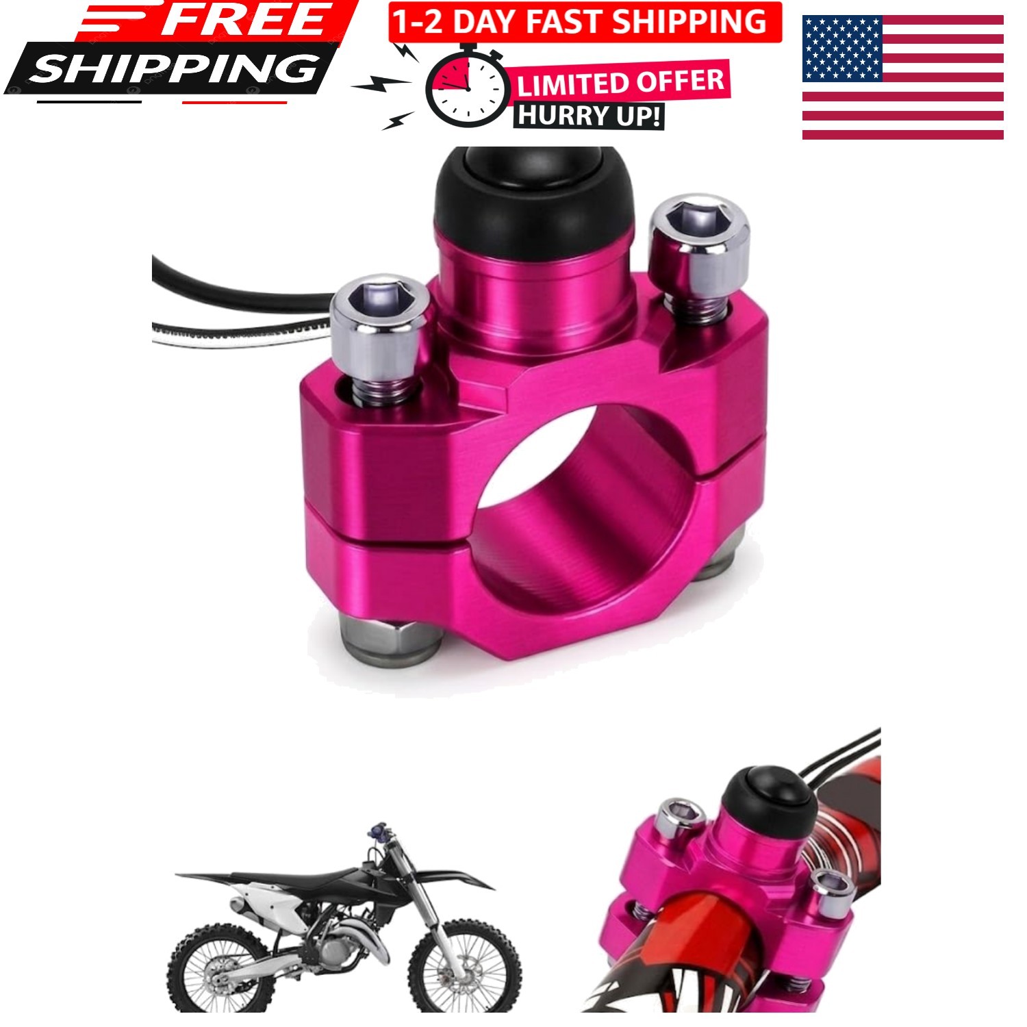 Dirt Bike Engine Stop Start Kill Switch Button CNC with Mounting Backplate Un...