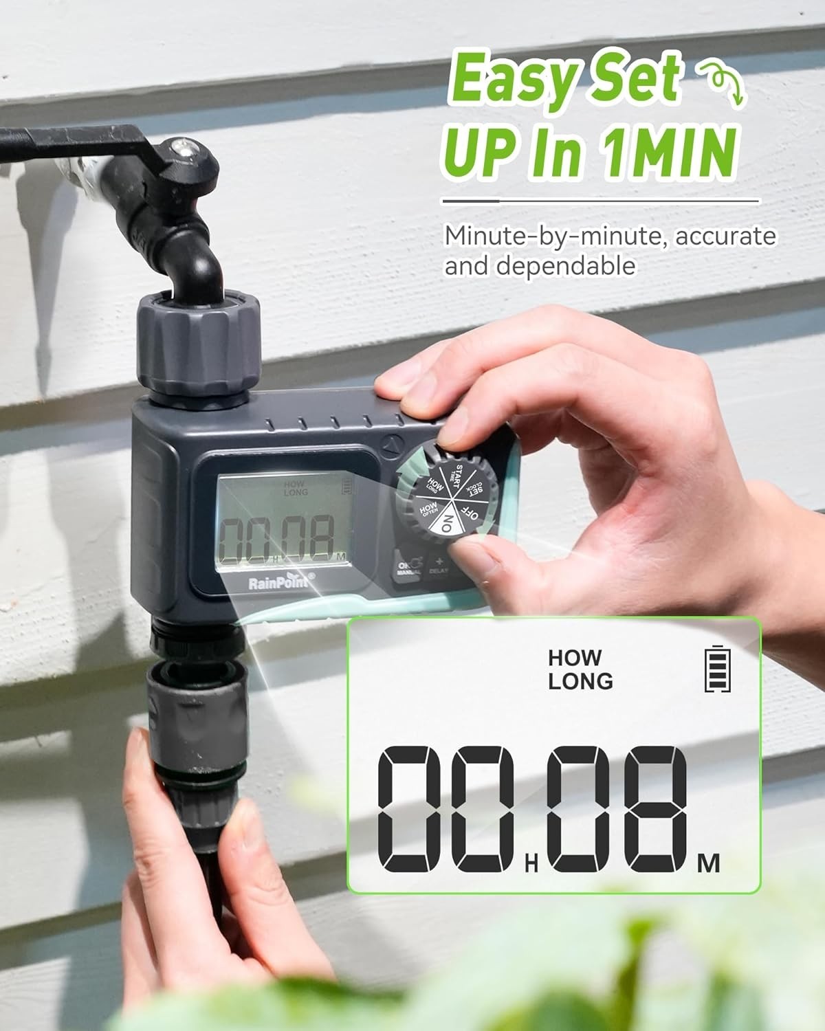 Large Display Watering Timer with Customizable Modes - Perfect for Gardens