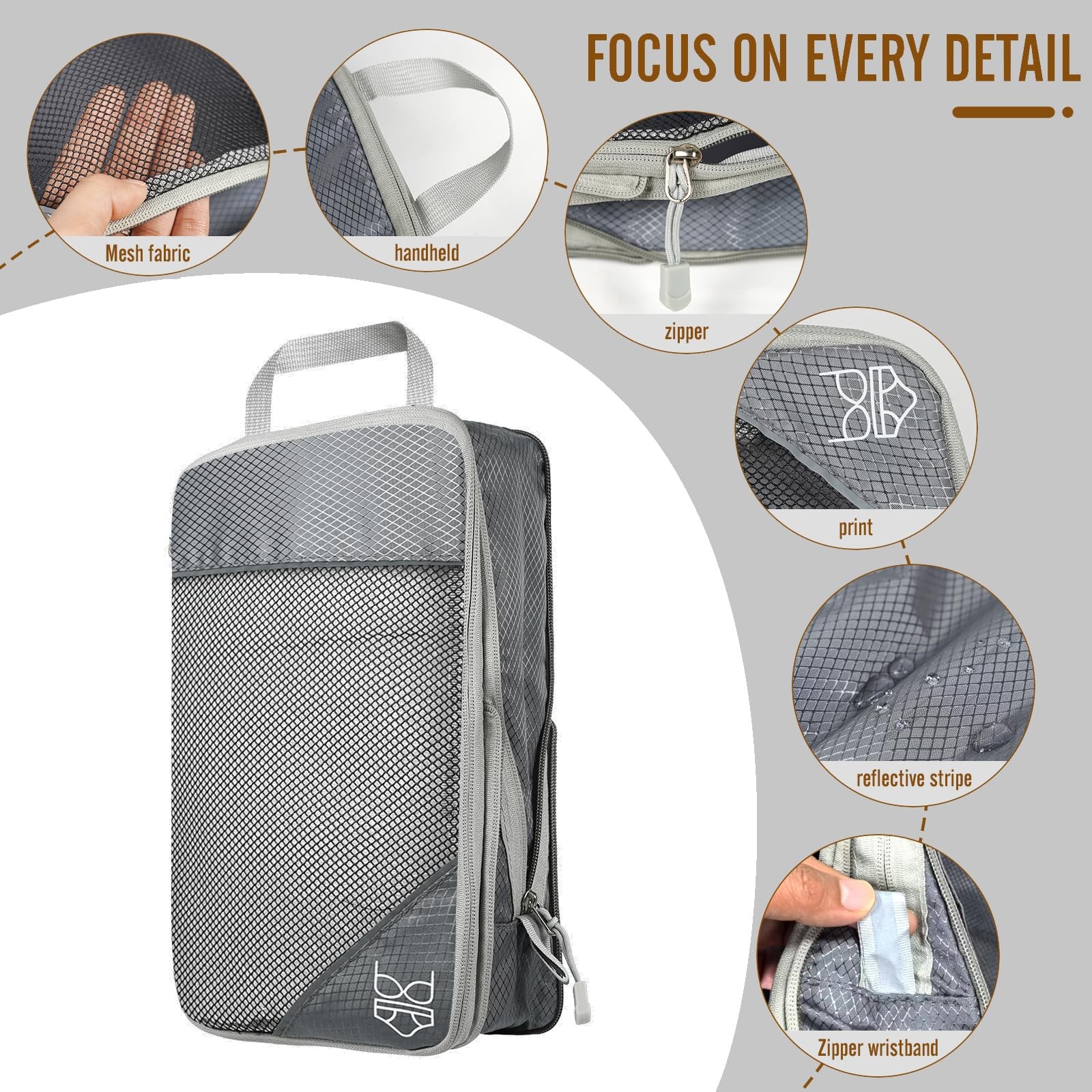 9-Set Packing Cubes with Hanging Bag | 9-Size Combination, Mesh Fabric & Refl...