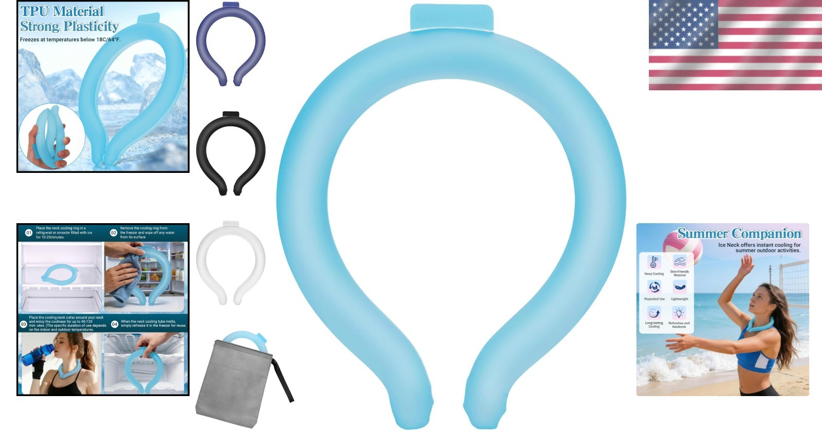 Reusable Neck Cooling Tube in Refreshing Blue - The Ultimate Summer Accessory