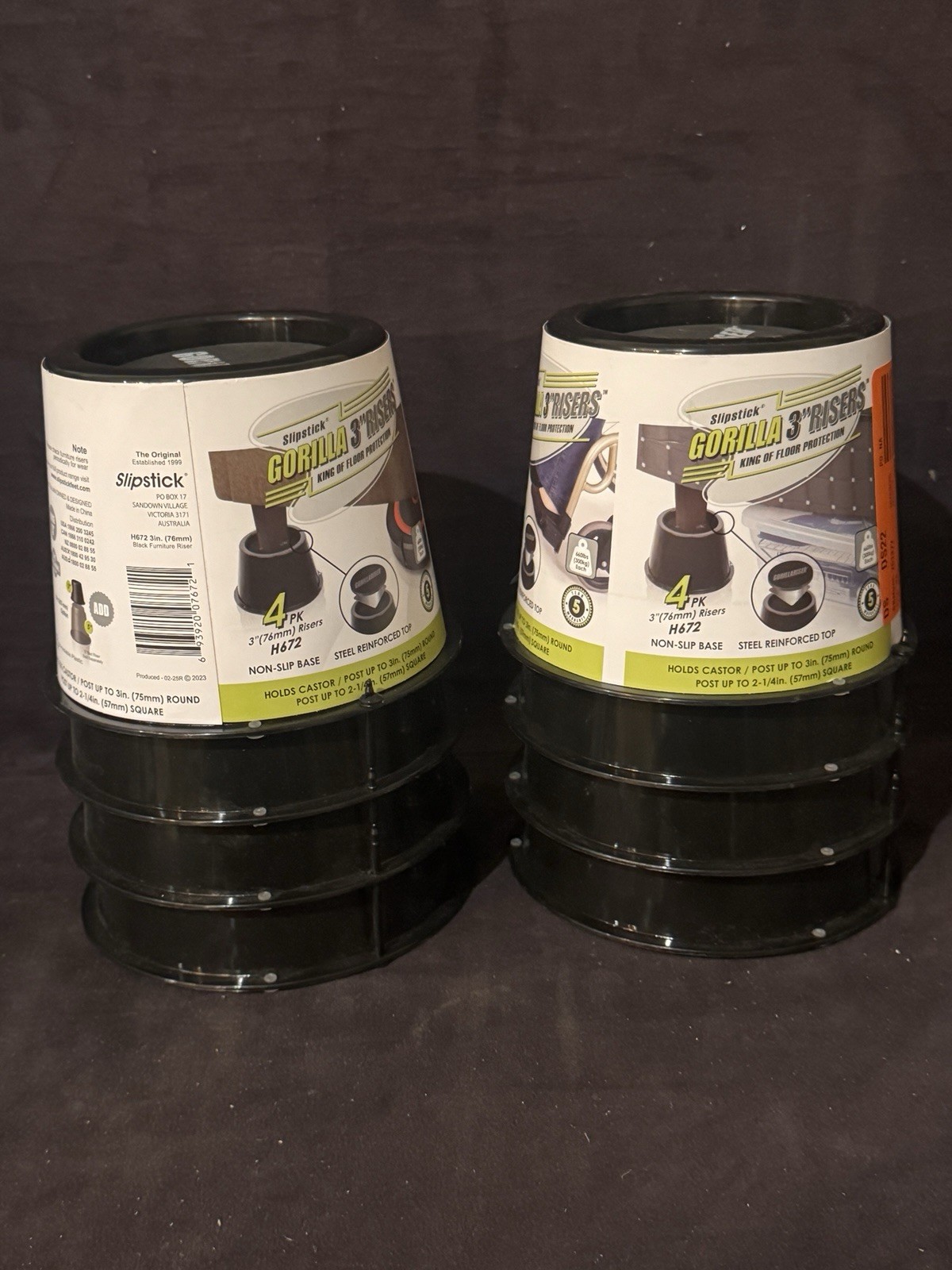 Gorilla Floor Protection Gorilla 3 in. Black Furniture/Bed Risers (2 Sets of 4)