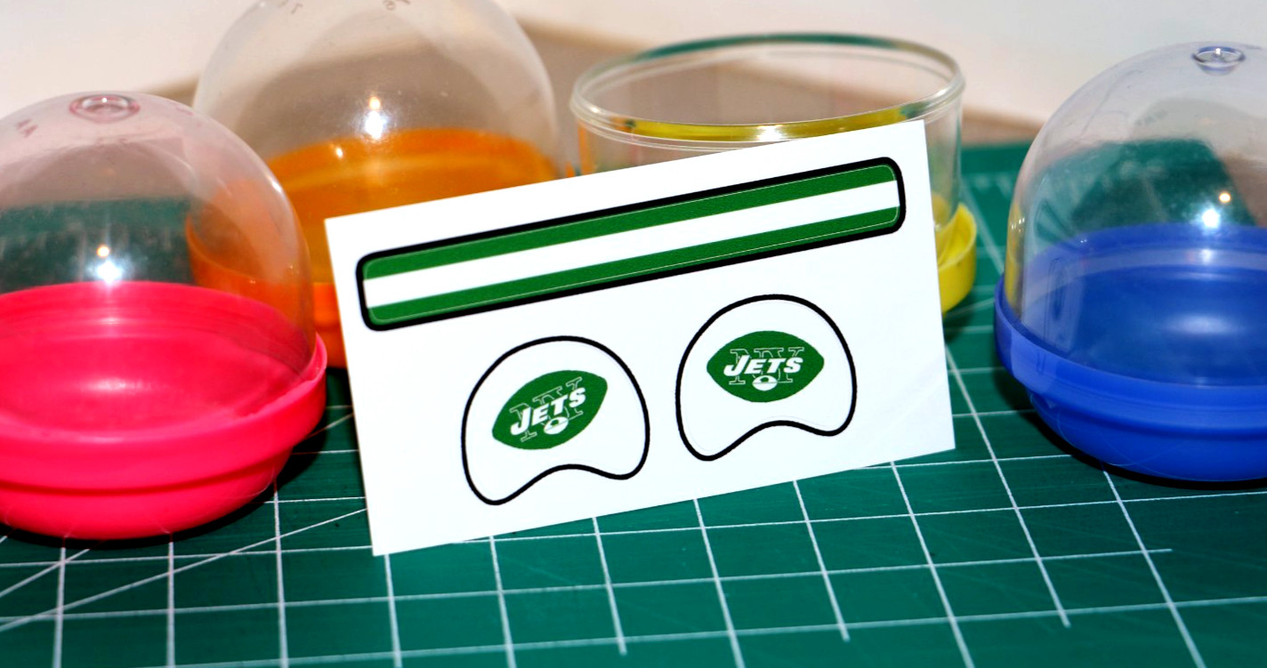 Old 1965-71 New York Jets Vending Machine Decals for Football Gumball Helmets