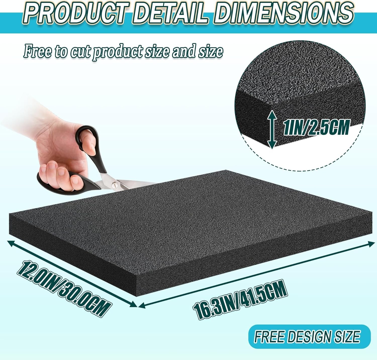 4 PCS Black Foam Padding- 16x12x1 Inch Polyurethane High Density Foam Cuttable B
