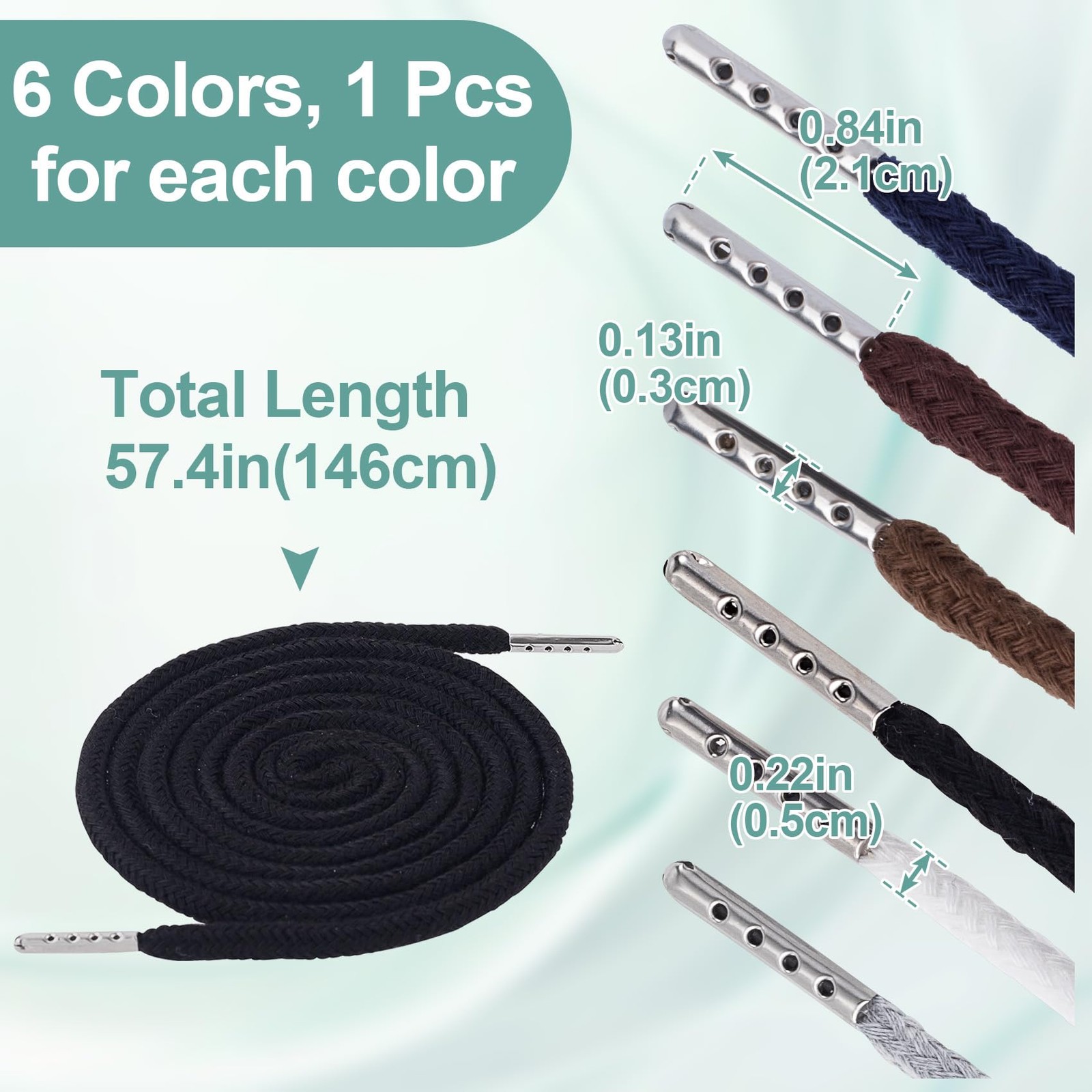 6pcs Drawstring Cord with Spring Threader Tool, 57.4in Hoodie String, Drawstr...