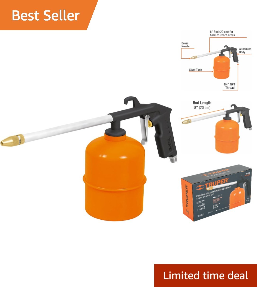 Engine Cleaning Spray Gun, Motor Cleaning Gun, 8-Inch Wand, 900 ml Steel Cup,...