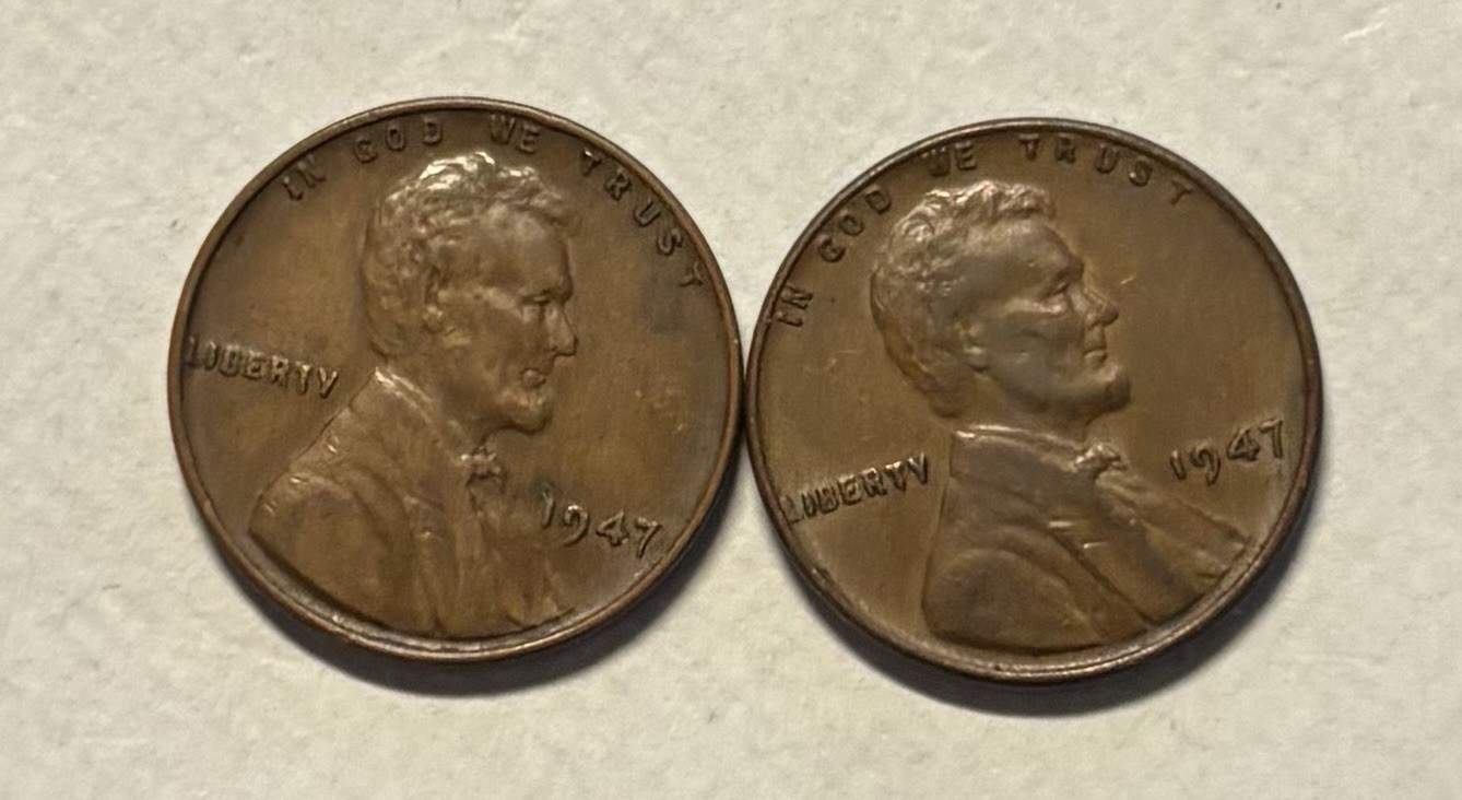 US Coins 1947-P Lincoln Cent (2 Coins) Circulated