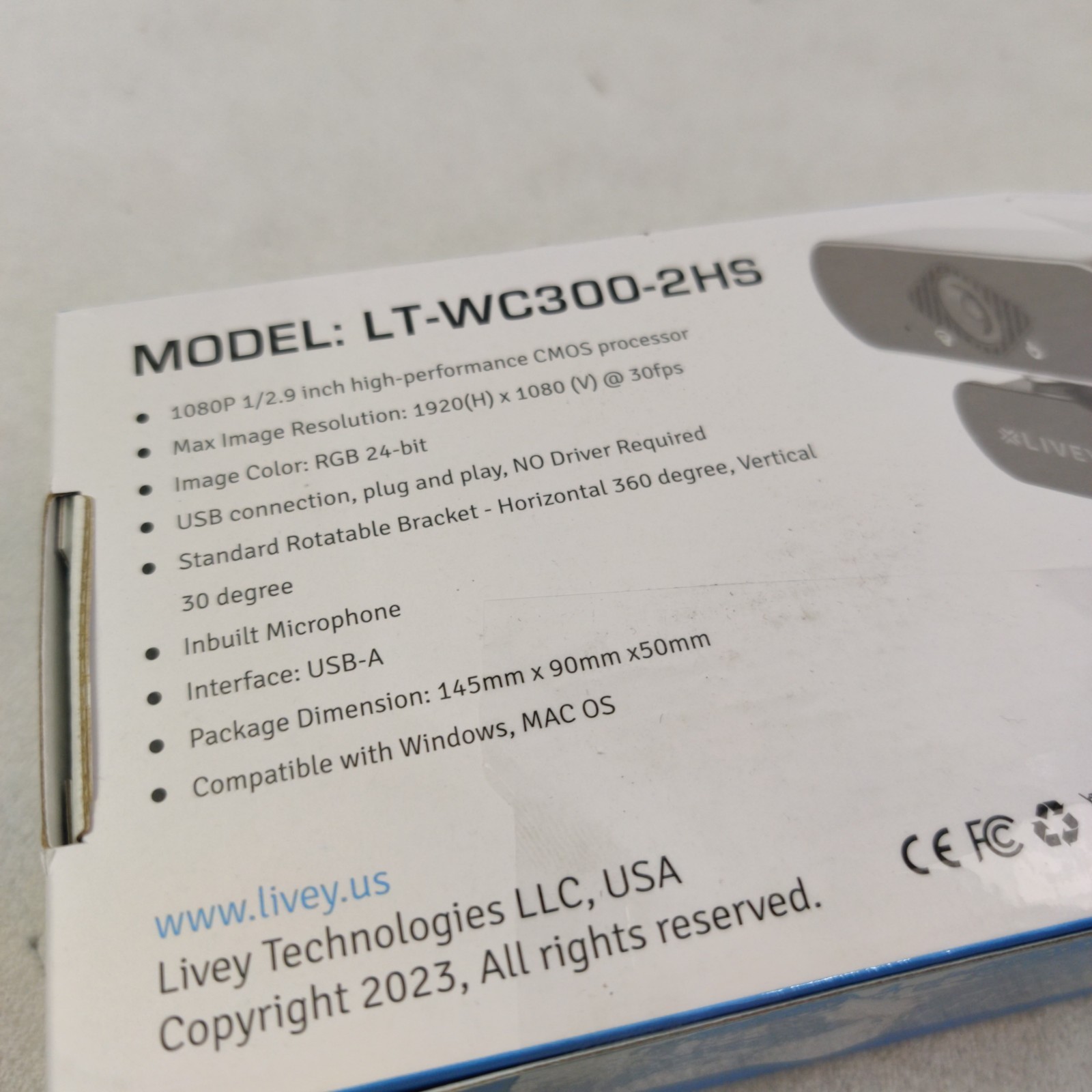 Livey 1080P Webcam 30FPS Model LT-WC300-2HS