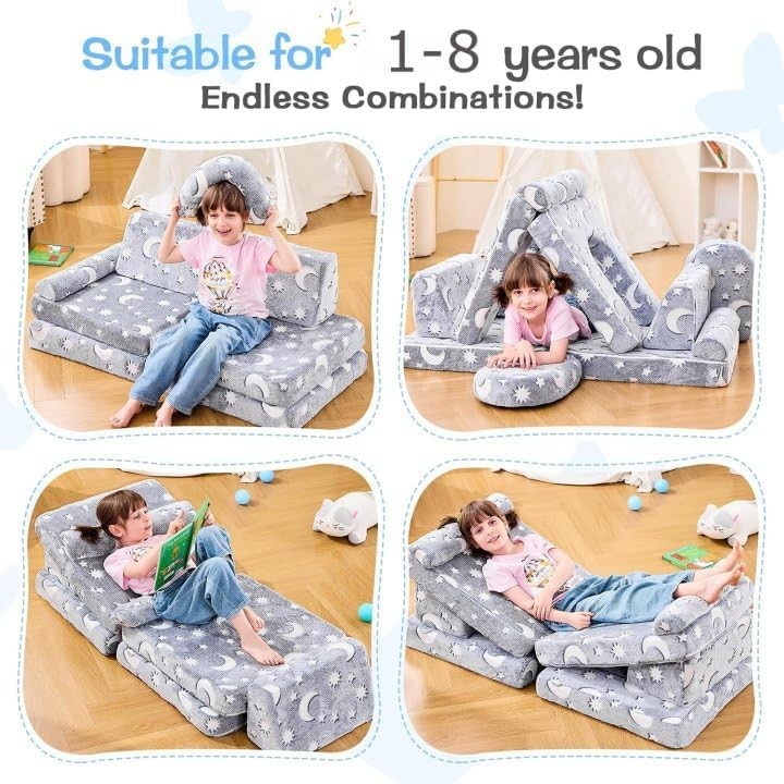 Modular Kids Play Couch,Toddler Couch Kids Sofa,Child Sectional Sofa,Bedroom &