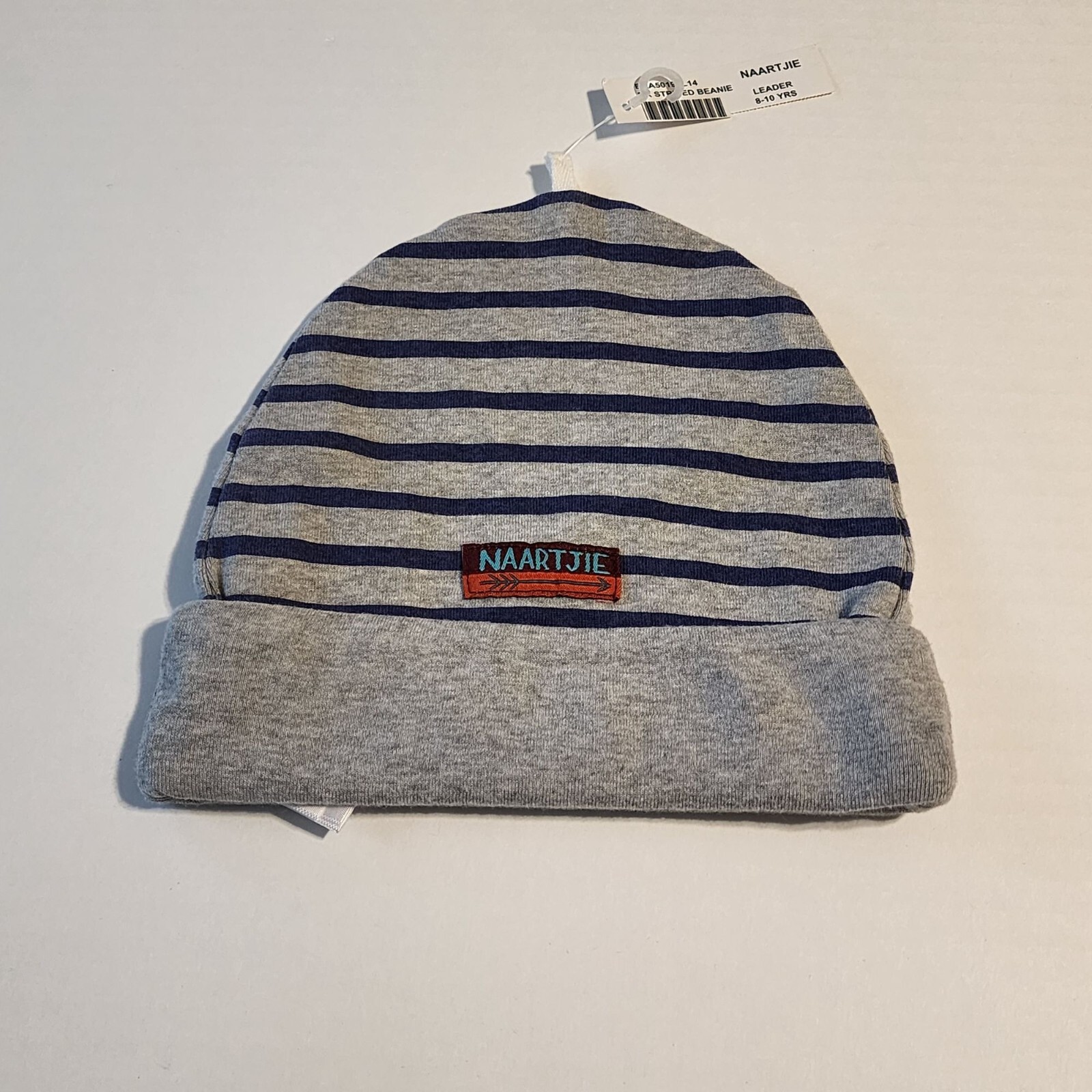 Naartjie beanie Hat 8-10 years Gray with blue stripes