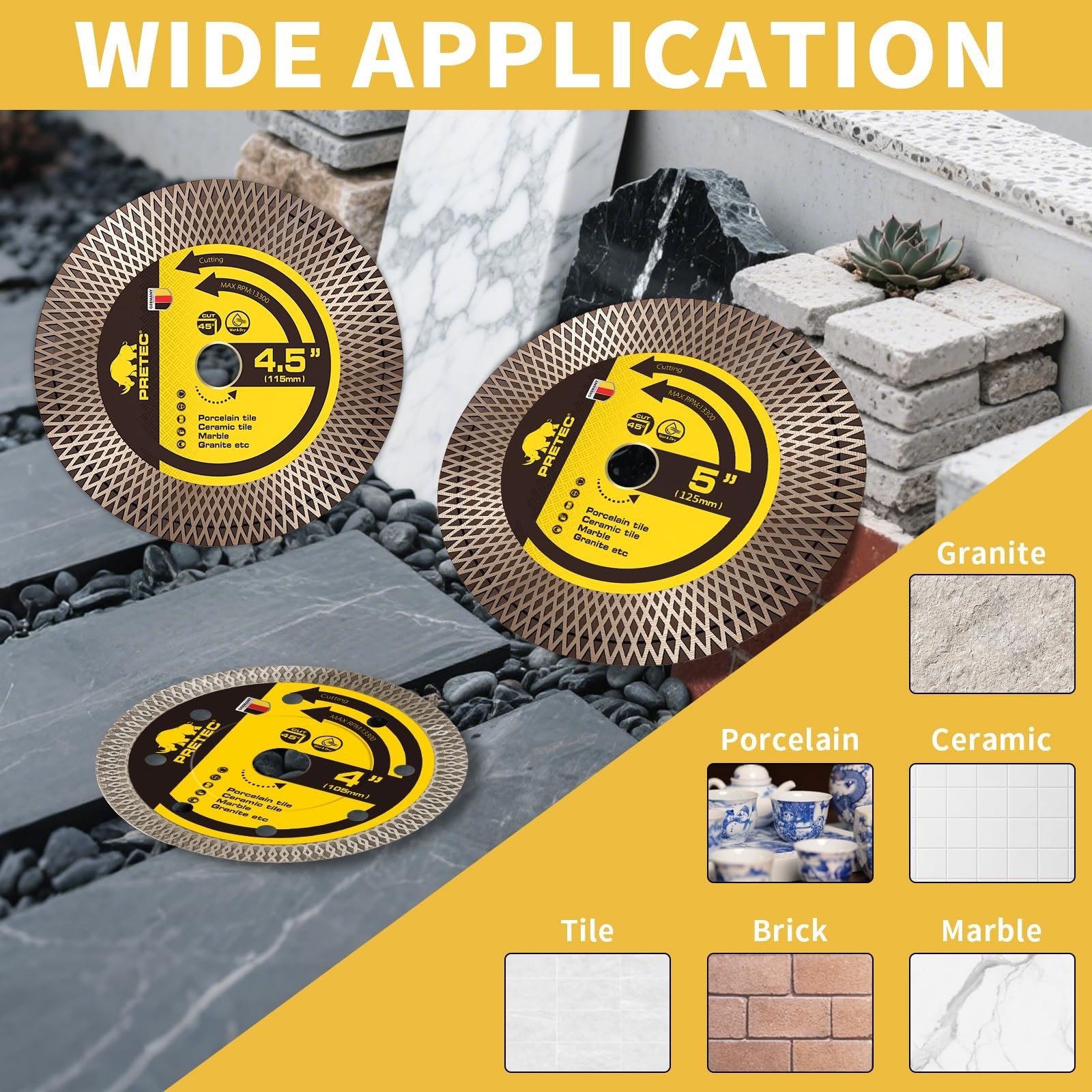 4" Super Thin Diamond Saw Blade Tile&Ceramic Cutting Grinding Disc Wet/Dry 2PCS