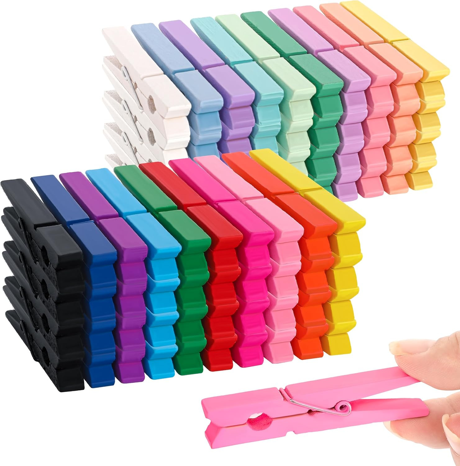 80 Pcs Colored Wooden Clothes Pins 2.9 Inch DIY Crafts Clips for Hanging Decorat