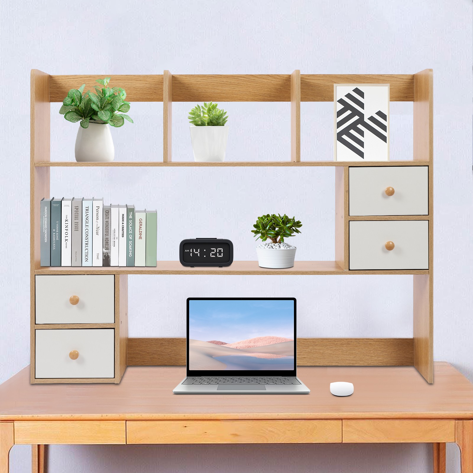 4-Cabinet Desktop Organizer 3kg Capacity Office Storage Rack Book Desktop Rack