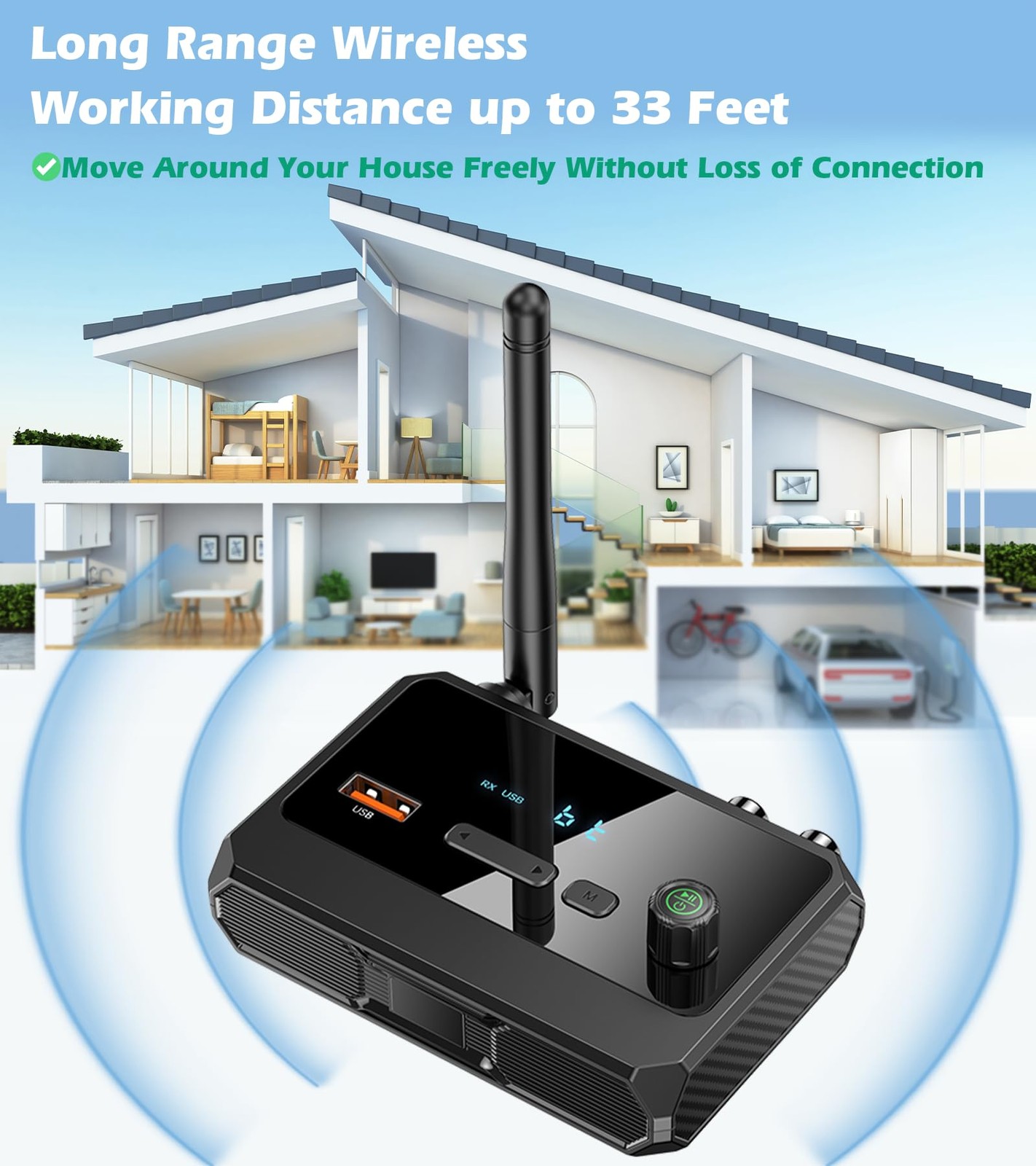 KAIY Bluetooth 5.4 Receiver for Home Stereo, Optical Low Latency small, Black