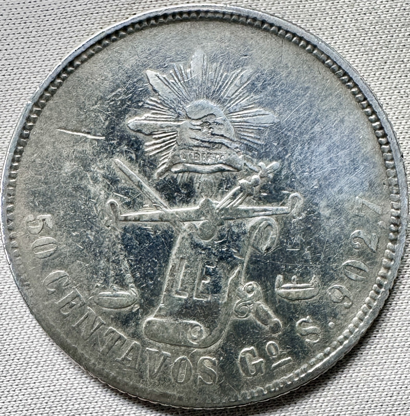 Mexico Balanza 50 Centavos 1872 Go S .9027 KM# 407.4 Fast Shipping USA