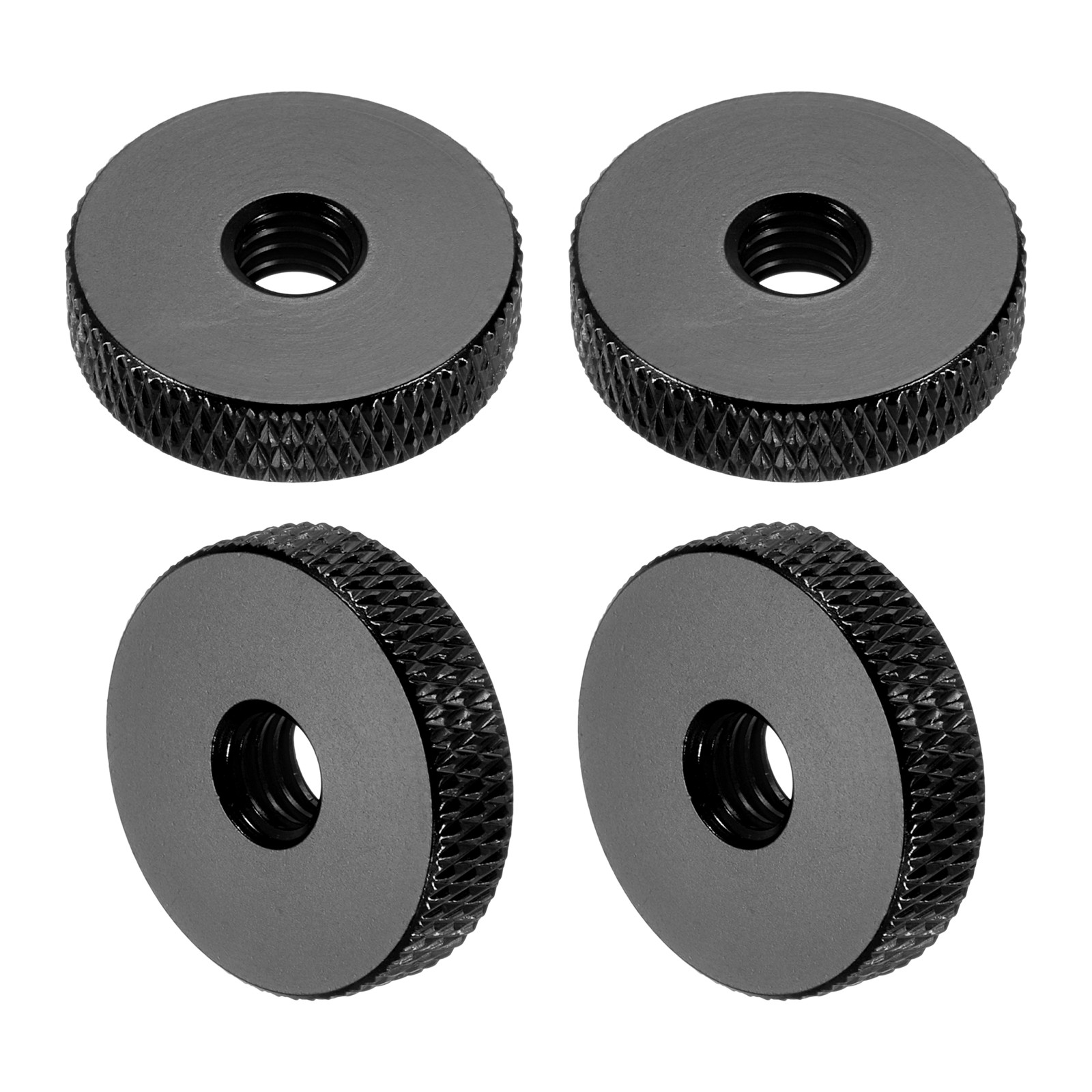 4Pcs M6x20mmx5mm Knurled Thumb Nuts, Black