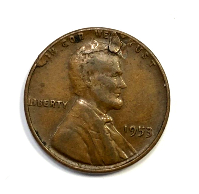 MINT ERROR Laminated Planchet Error 1953 Wheat Cent 1C VF Condition