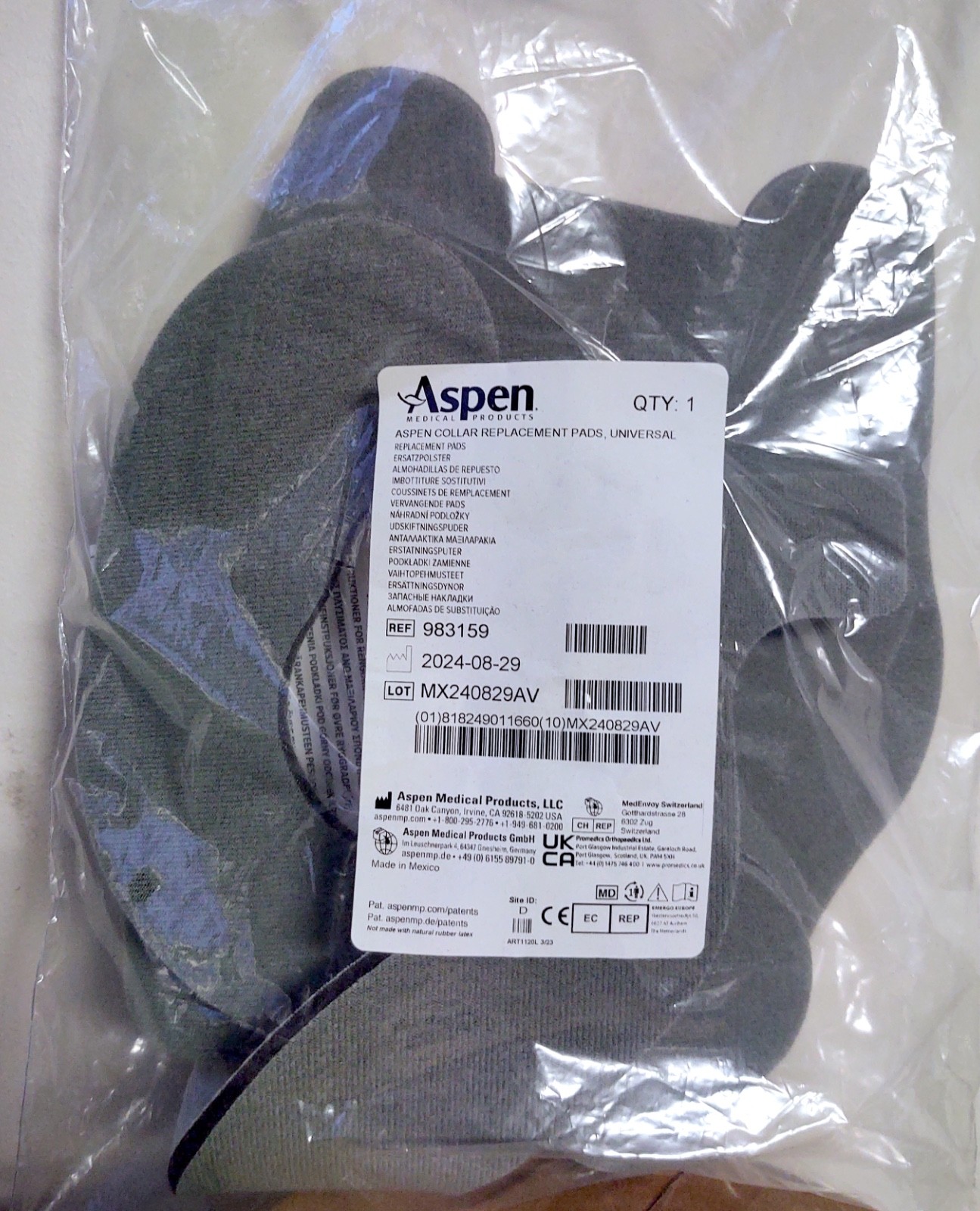 Aspen 983159 Cervical Collar Replacement Pad Kit - Universal Size