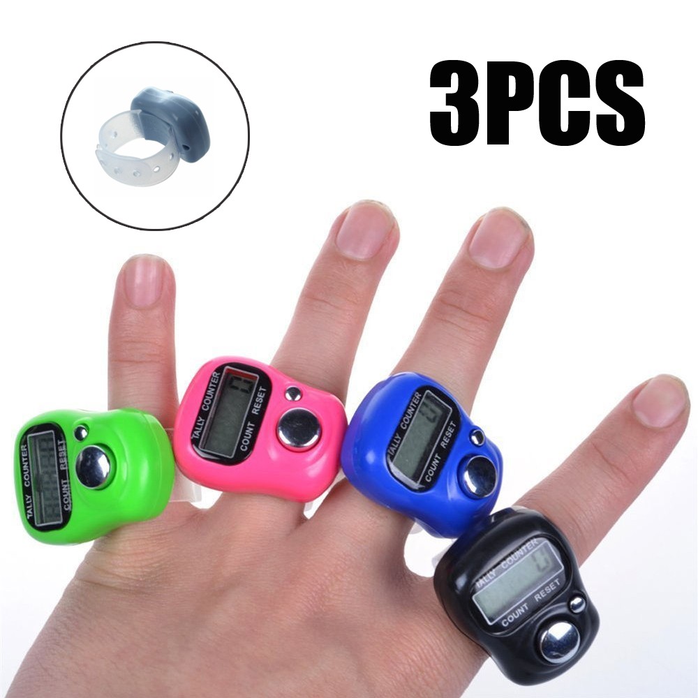 3x Digital LCD Electronic Digit Golf Finger Hand Ring Knitting Row Tally Counter