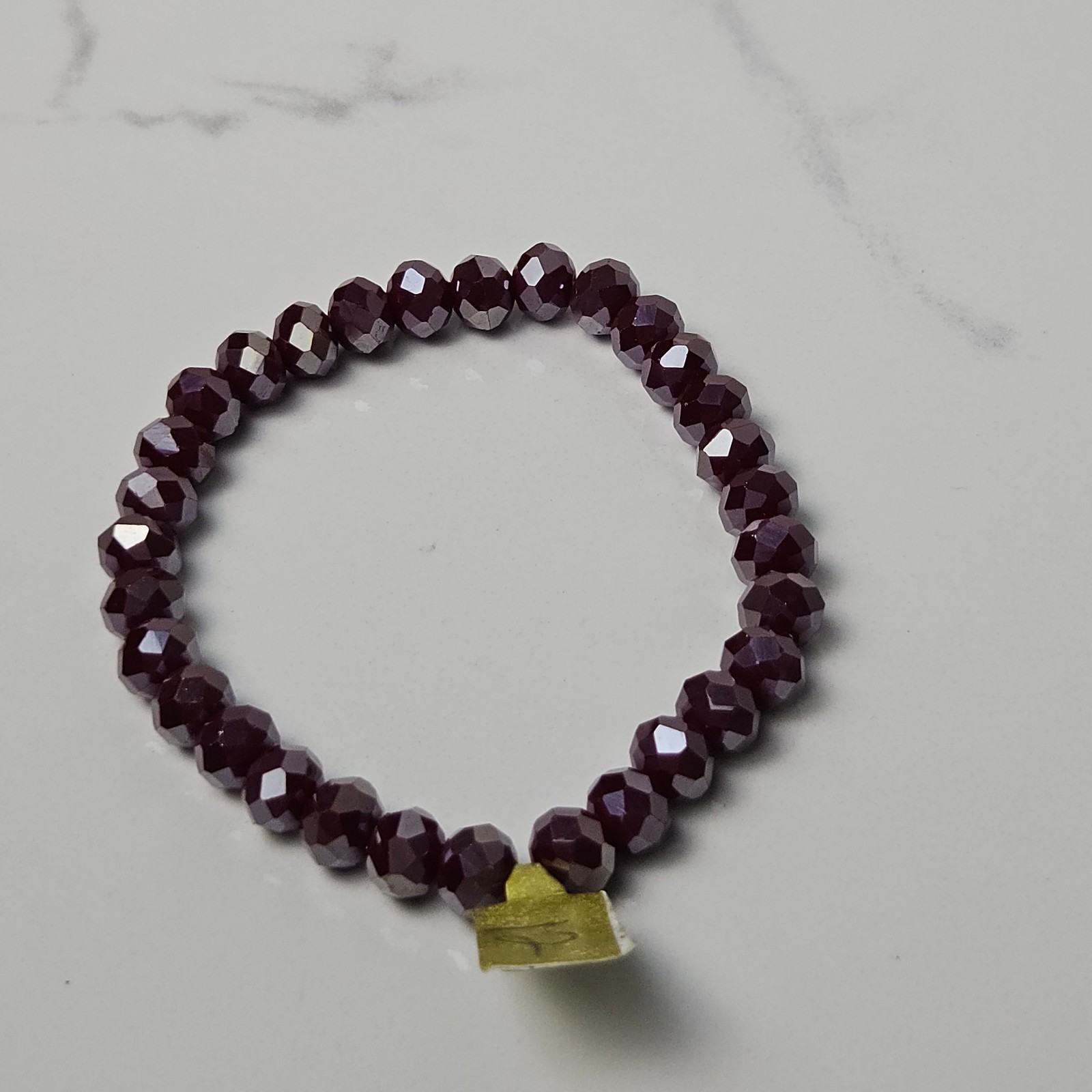 Homemade Stretch Bracelet Purple Chalcedony Quartz Beads