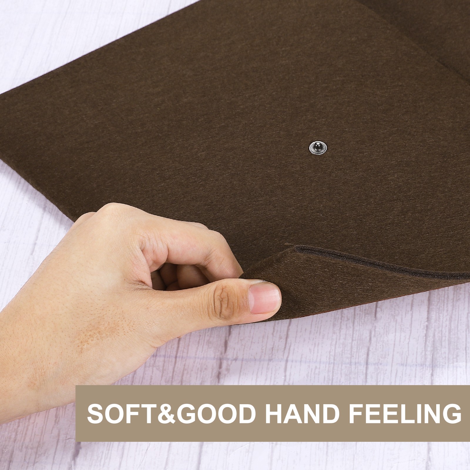 2 Pcs Felt File Folders, Folder File Document with Button Closure(Dark Brown)