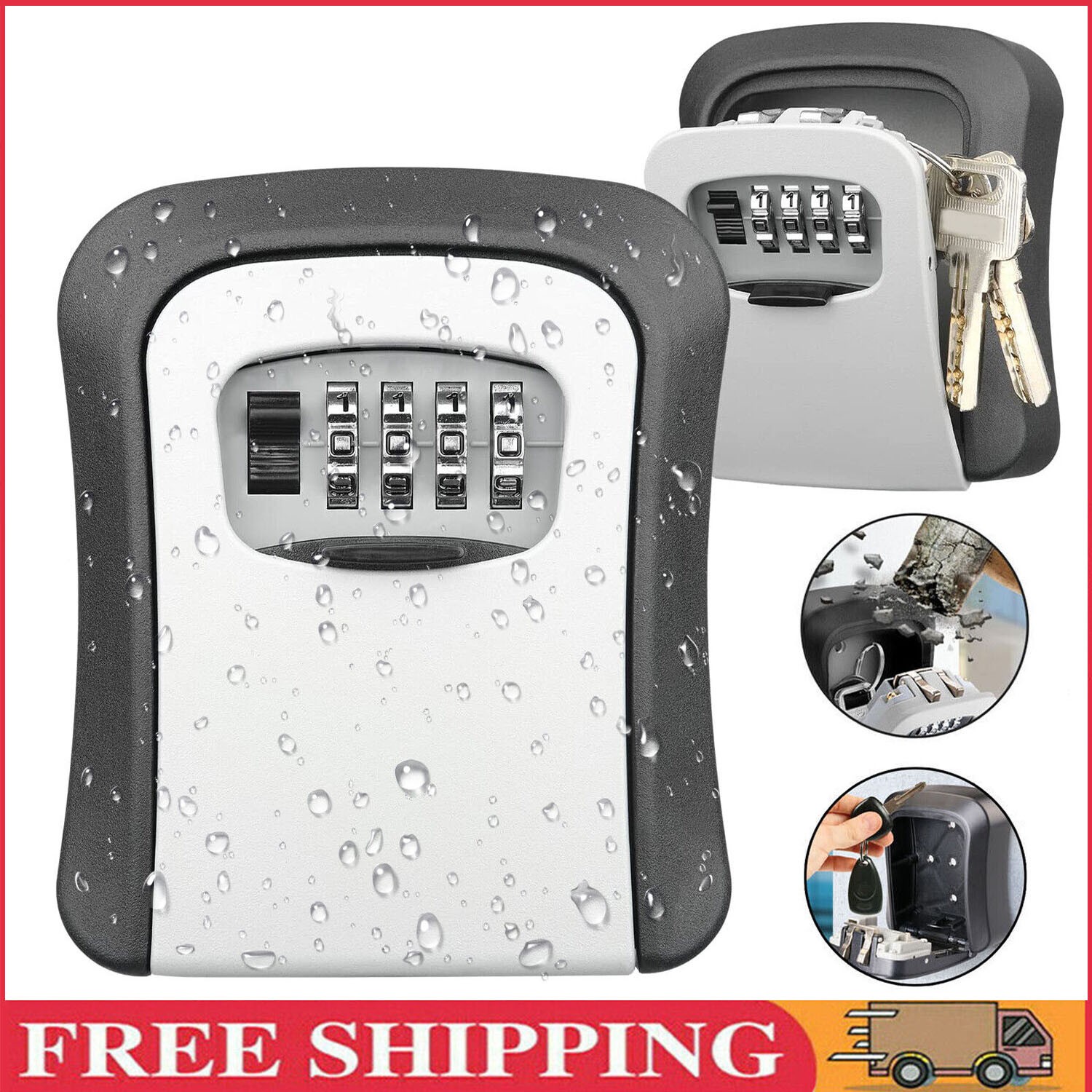 4 Digit Combination Key Lock Box Wall Mount Safe Security Storage Case Organizer