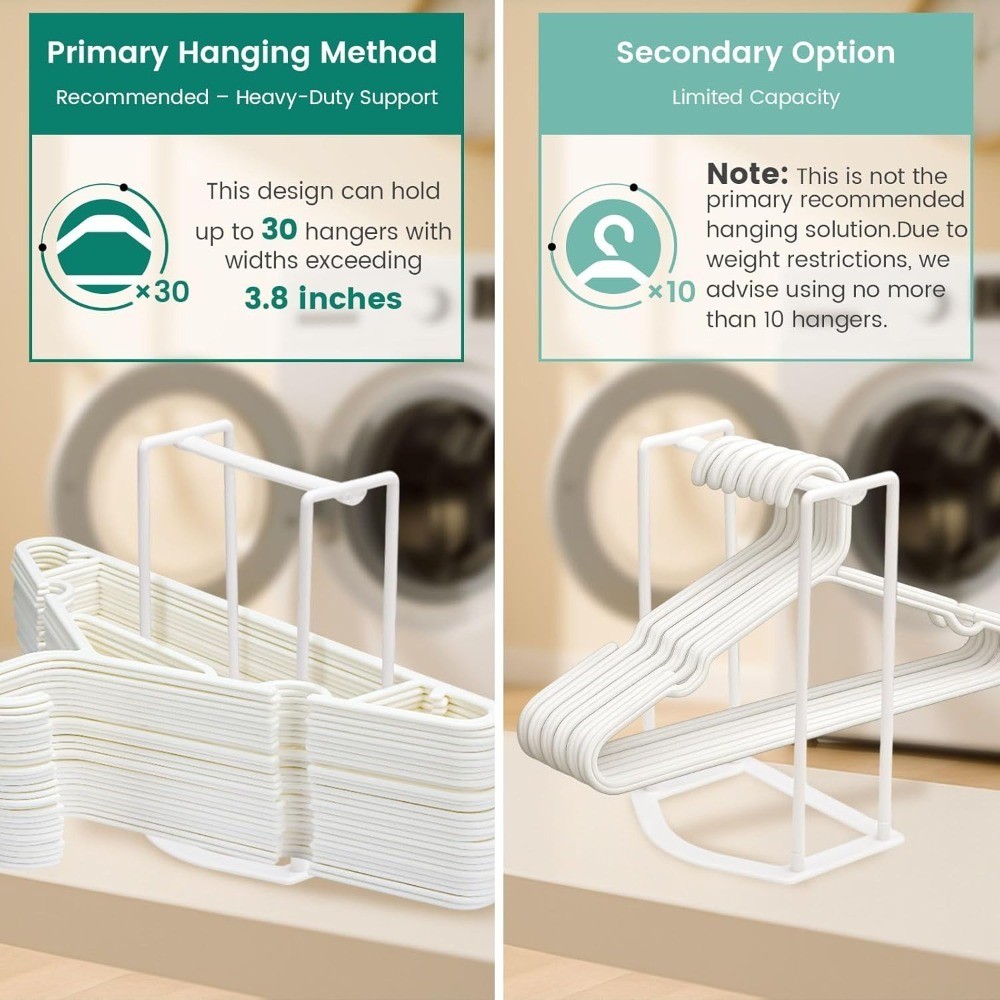 Portable Hanger Holder Stand Laundry Room Organizer Storage Rack White