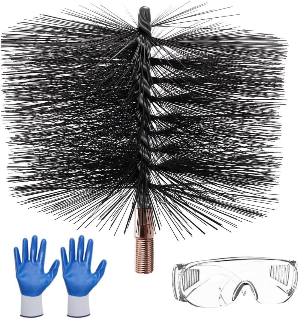 6 Inch Chimney Cleaning Brush Kit with Standard 1/4" NPT End Fitting, Pletpet Ch