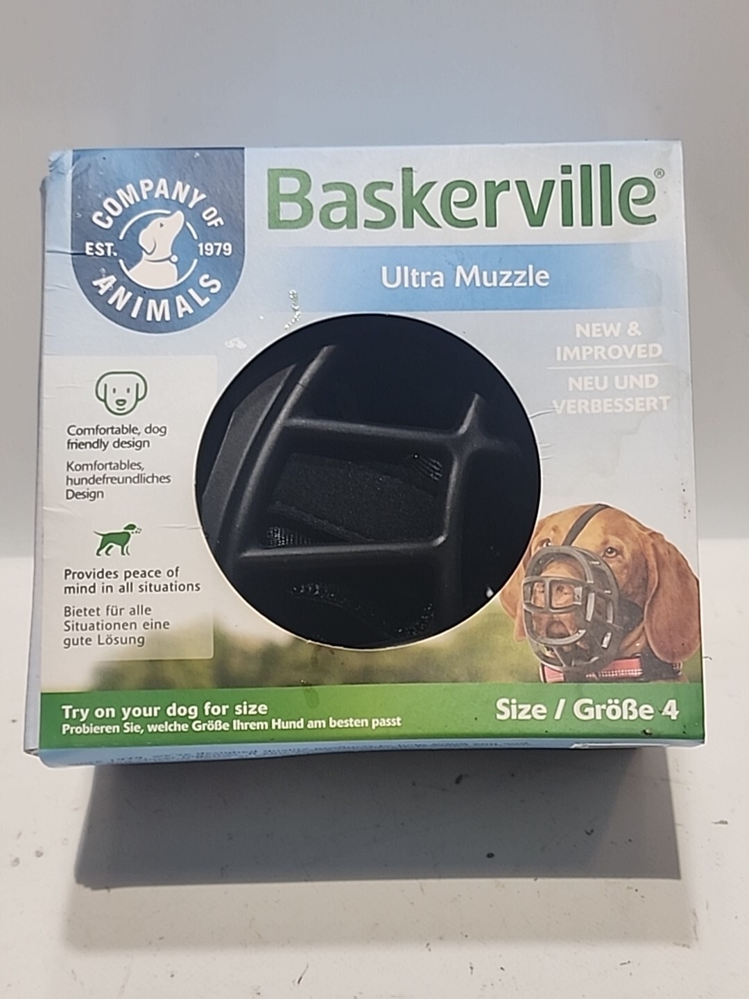 Baskerville Ultra Muzzle Dog Size 4 Dogs 40-65 lbs Comfort Design Drunk Friendly