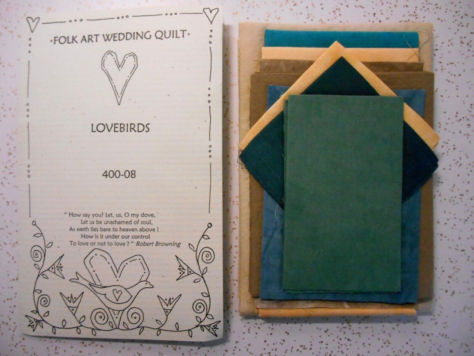 Cabin Fever Designs Folk Art Wedding Applique Quilt Pattern & Fabric BLOCK 8