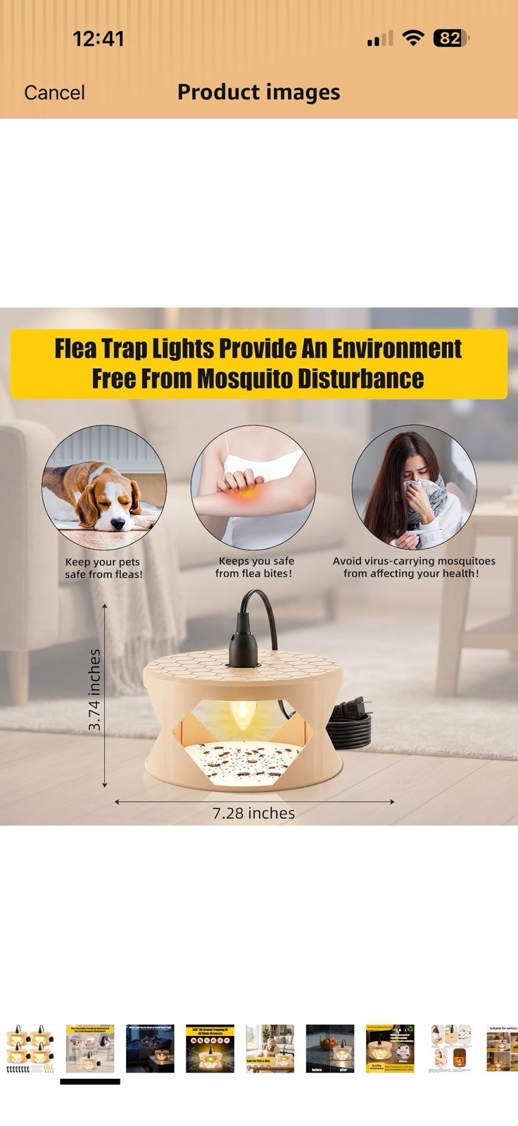 Indoor Plug-In Electric Mosquito & Flea Trap Lamp, Odorless, Non-Toxic, 2 Pack