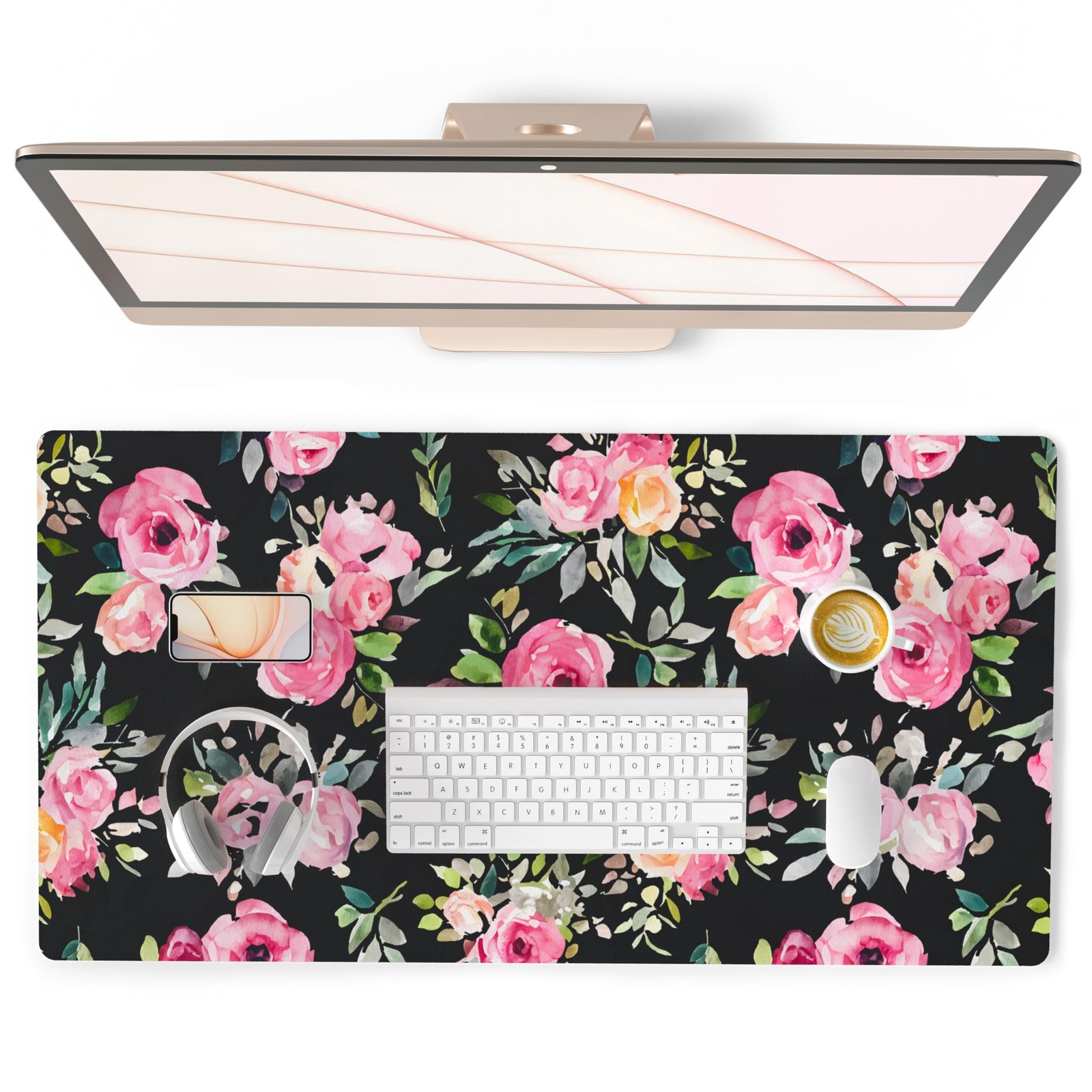 QiyI Large Mouse Pad, Floral Desk Mat for Desktop, Women Girls Watercolor Pin...