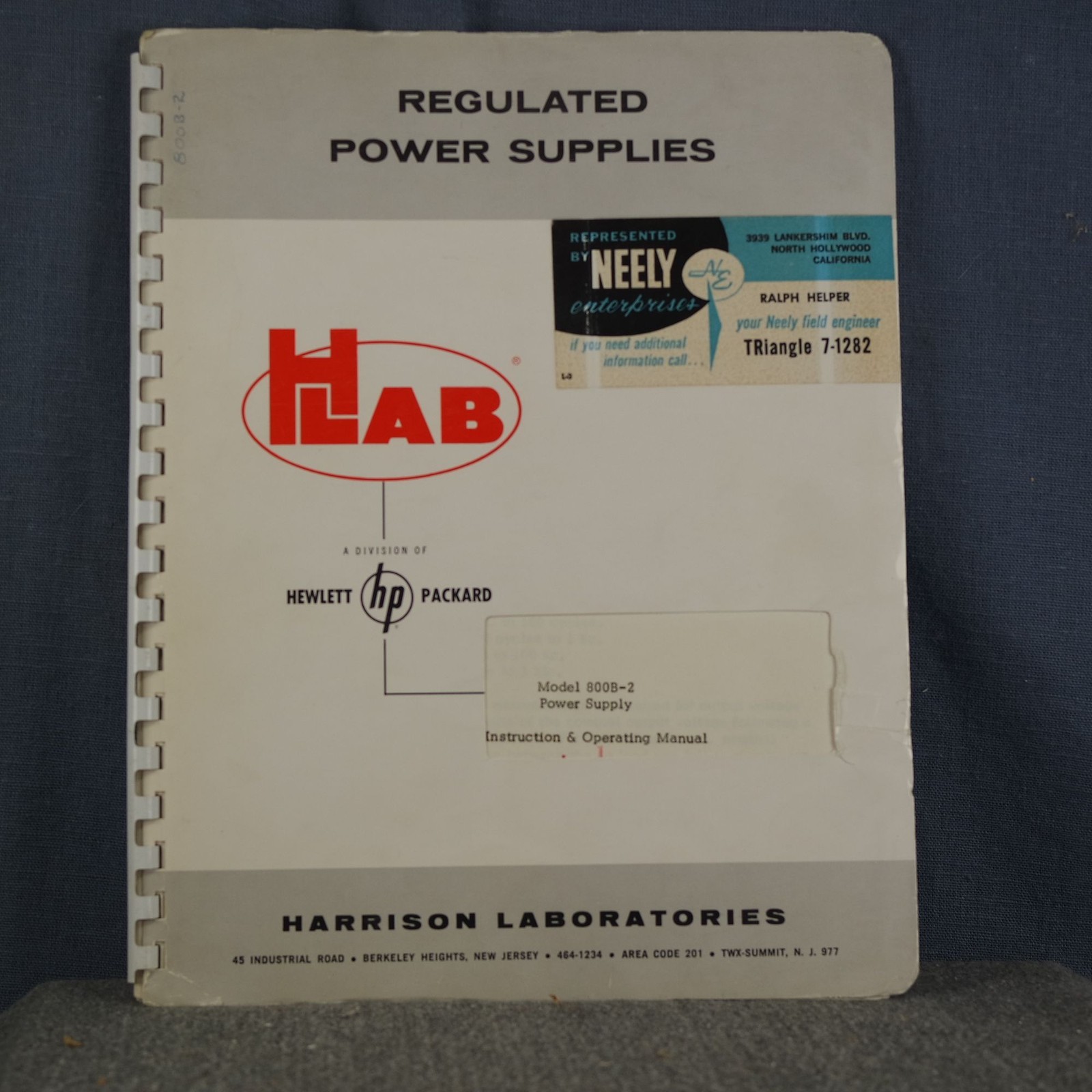 HP Model 800B-2 Power Supply Operating and Service Manual
