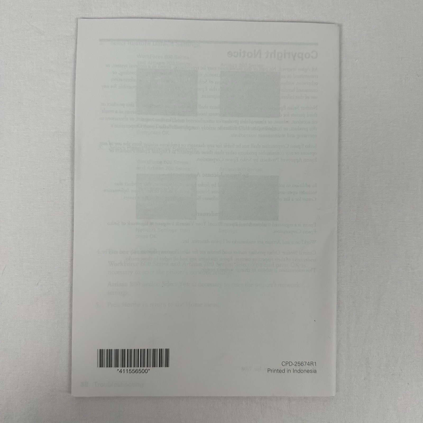 Epson WorkForce 600 Series Printer Manuals - Quick Guide & Network Installation