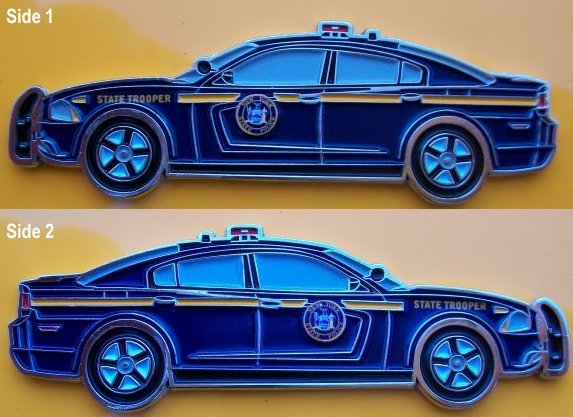 New York State Police Dodge Charger vehicle shaped Challenge Coin NYSP not NYPD